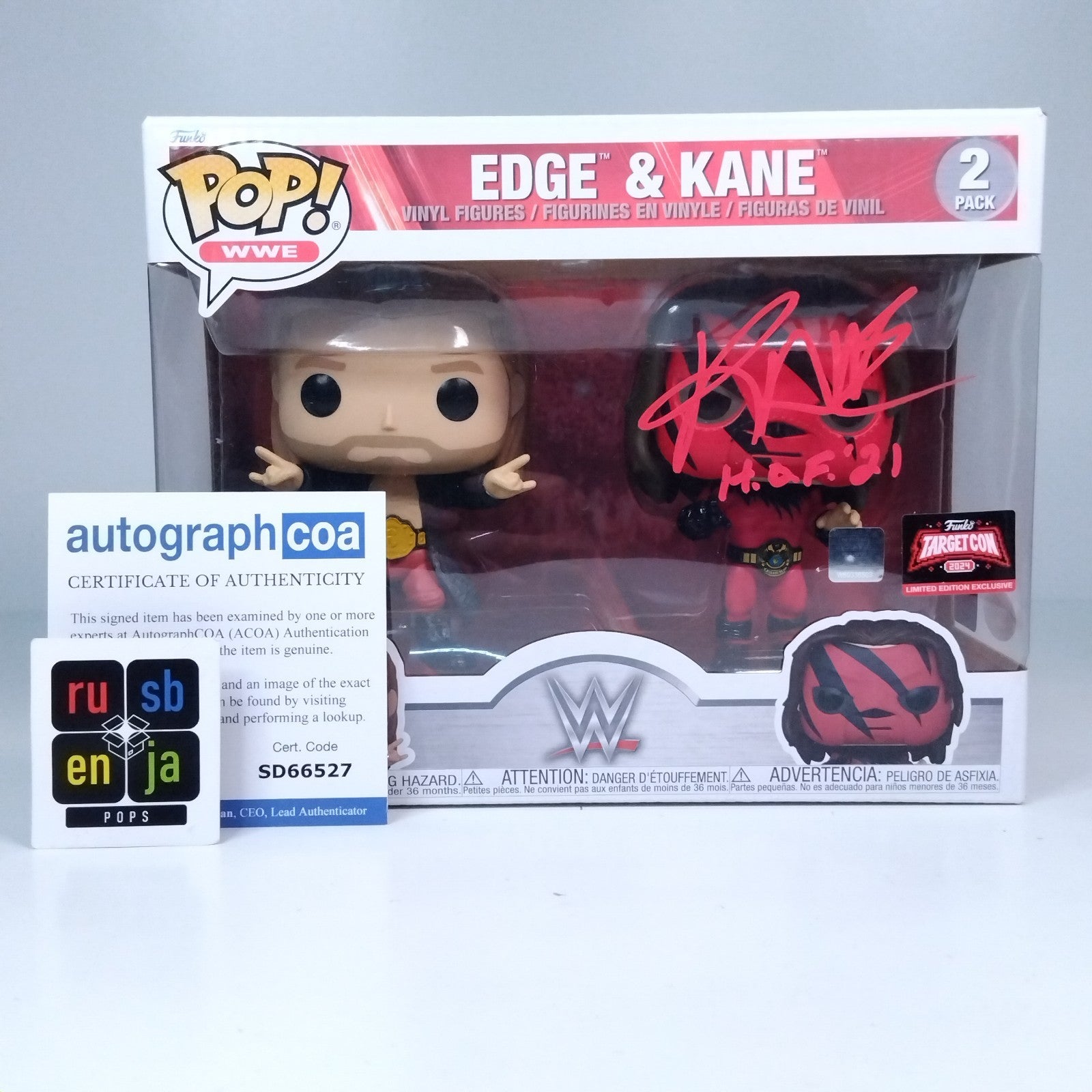 Funko Pop! WWE Edge & Kane - Kane Signed w/COA Exclusive 2 Pack