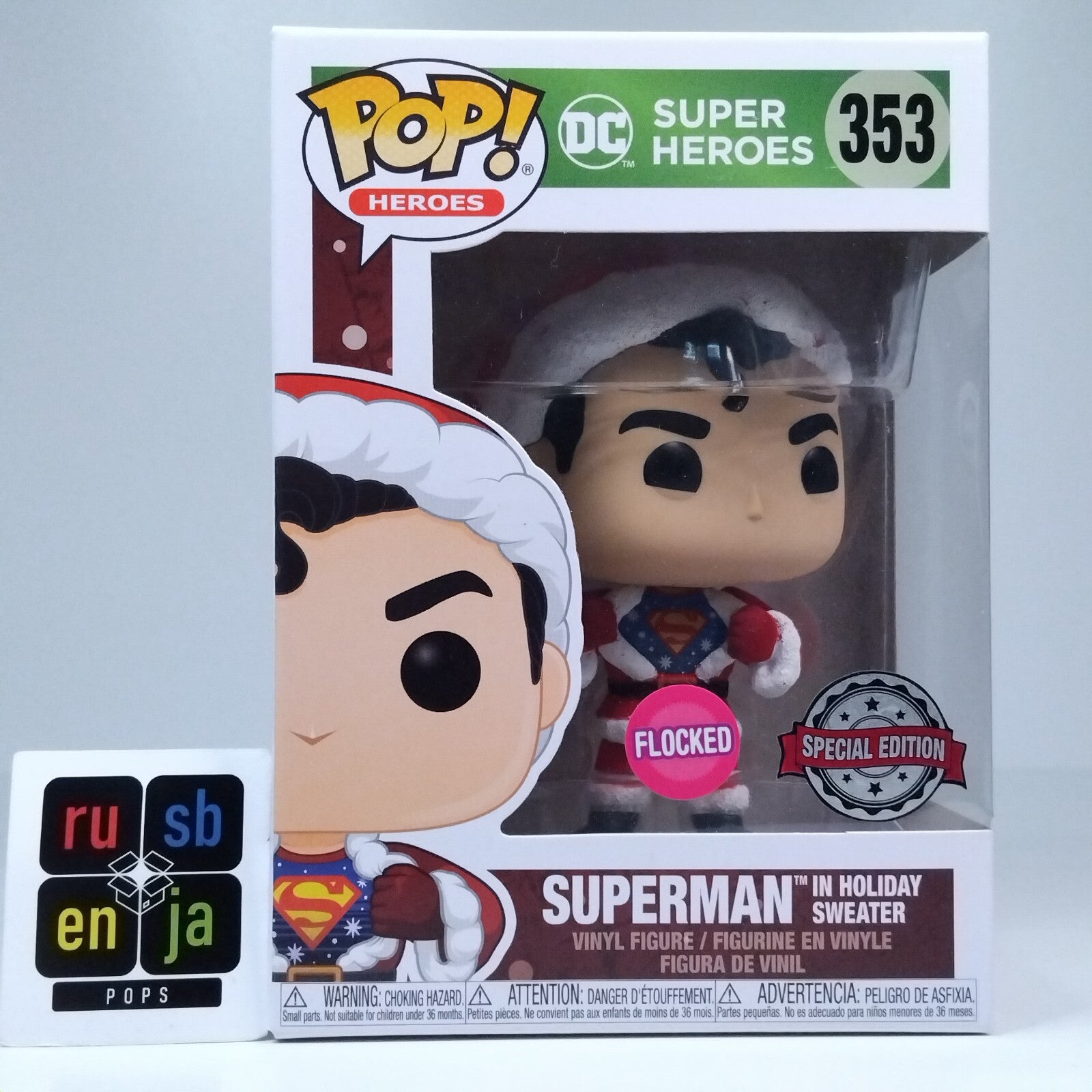 Funko Pop! DC Heroes Superman Holiday Sweater Flocked Special Edition #353