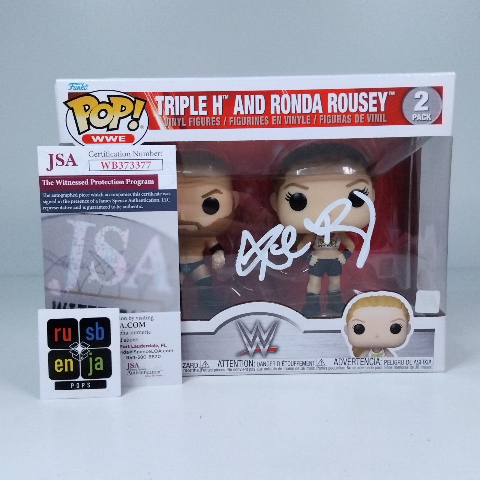 Funko Pop! WWE Triple H and Ronda Rousey - Ronda Rousey Signed COA 2 Pack