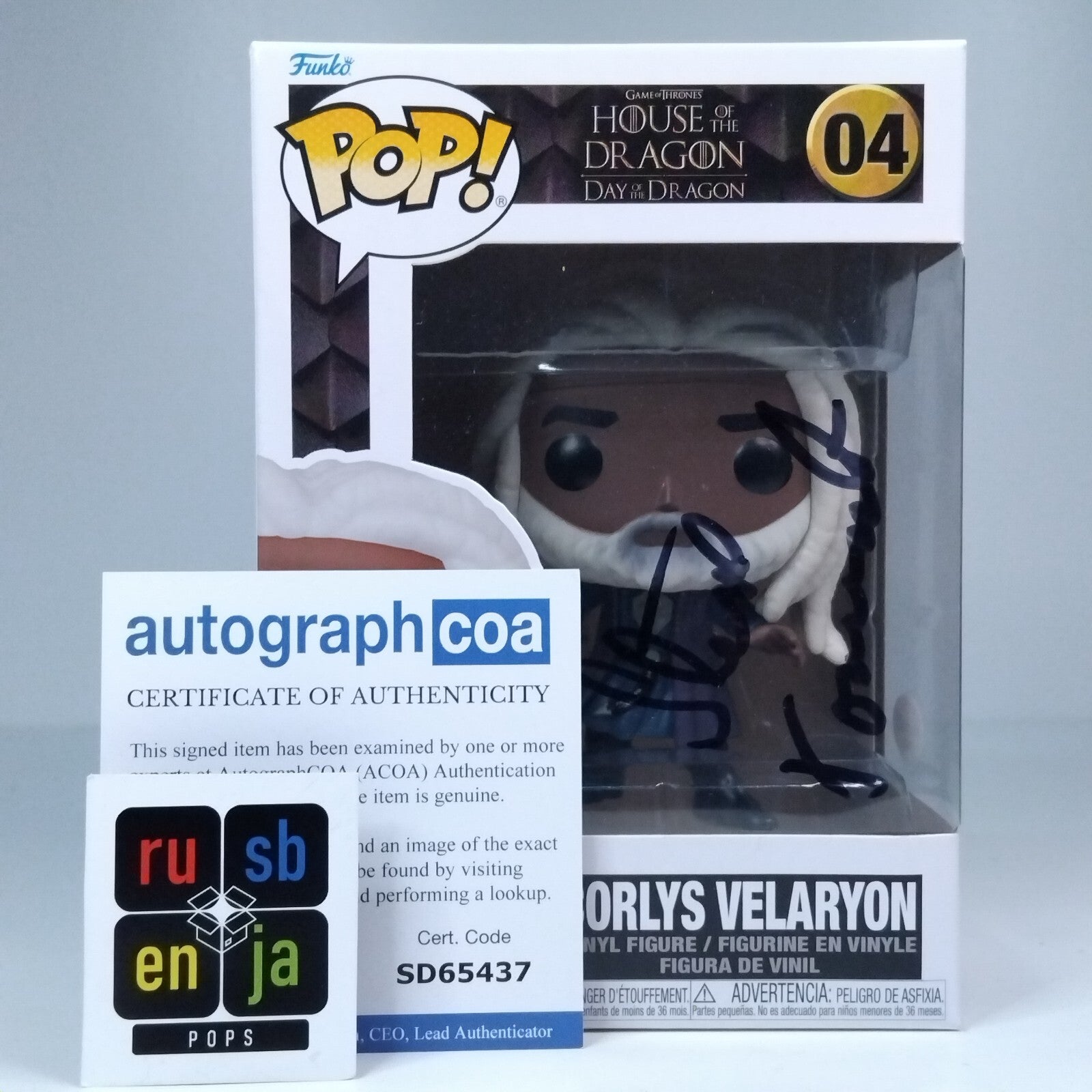 Funko Pop! TV House of Dragon Corlys Velaryon Signed Steve Toussaint #04 WS