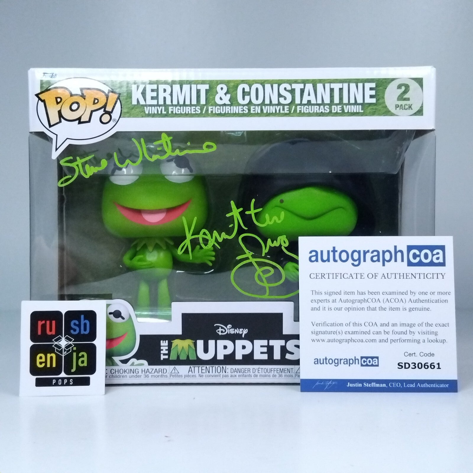 Funko Pop! Disney The Muppets Kermit & Constantine Signed Steve Whitmire 2 Pack