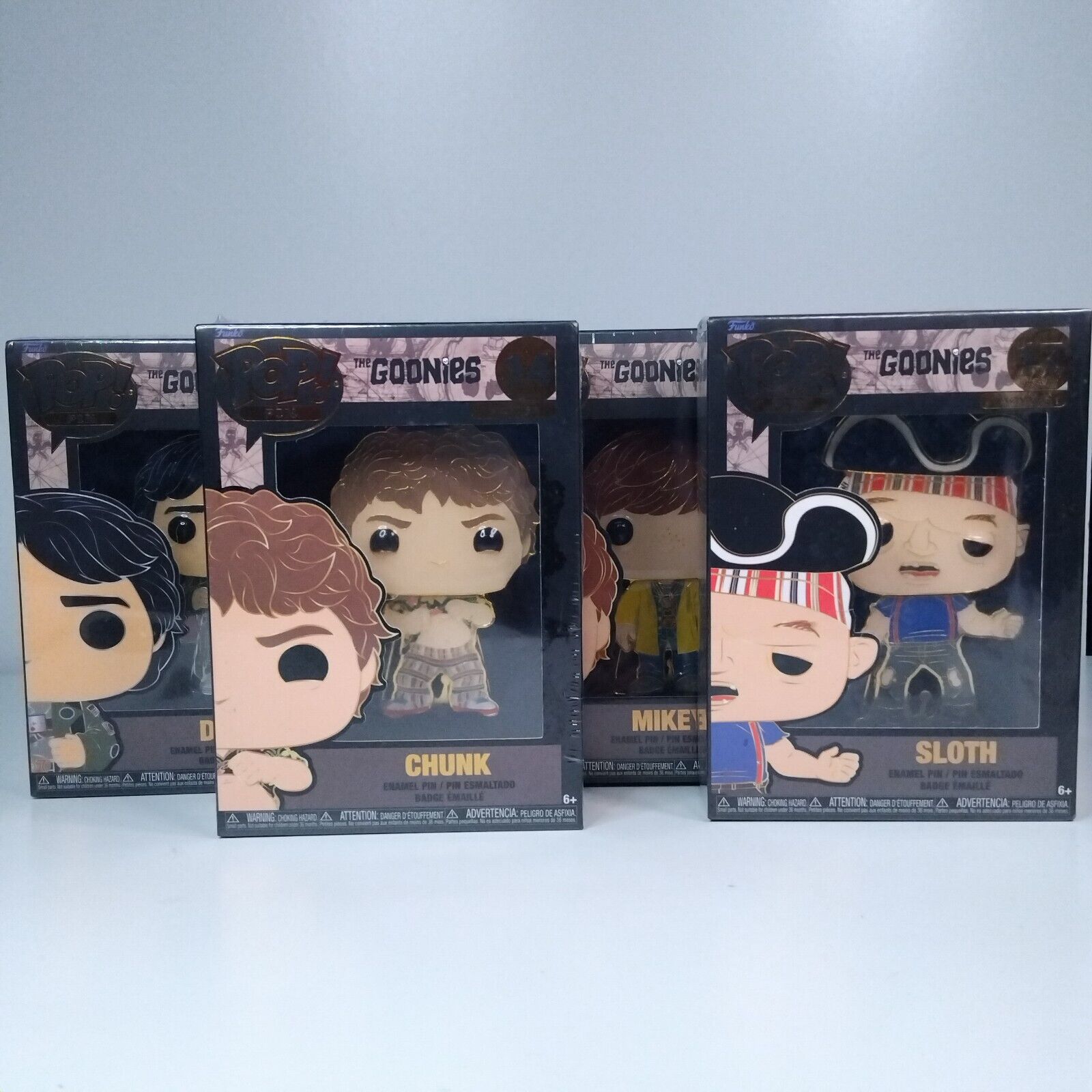 Funko Pop! Pin Pins Movies Goonies Bundle Chunk #14 Data #15 Mikey #16 Sloth #17