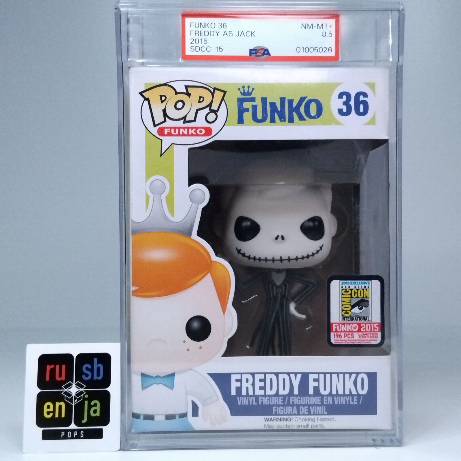 Funko Pop! Disney NBC Freddy Funko as Jack Skellington SDCC 196 Pcs PSA 8.5 #36