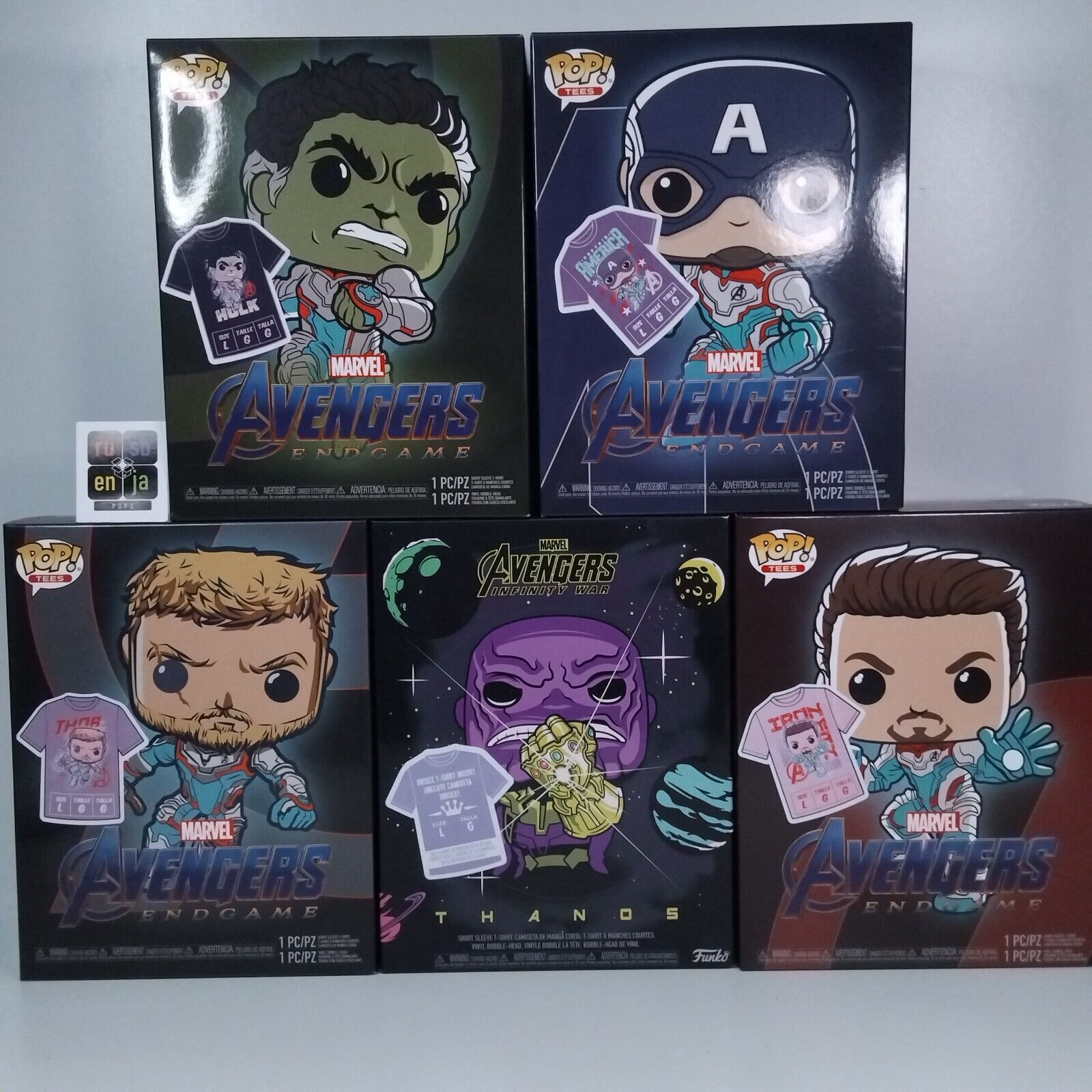 Funko Pop! Marvel Large Tees Endgame Thor Hulk Thanos Iron Man Captain America