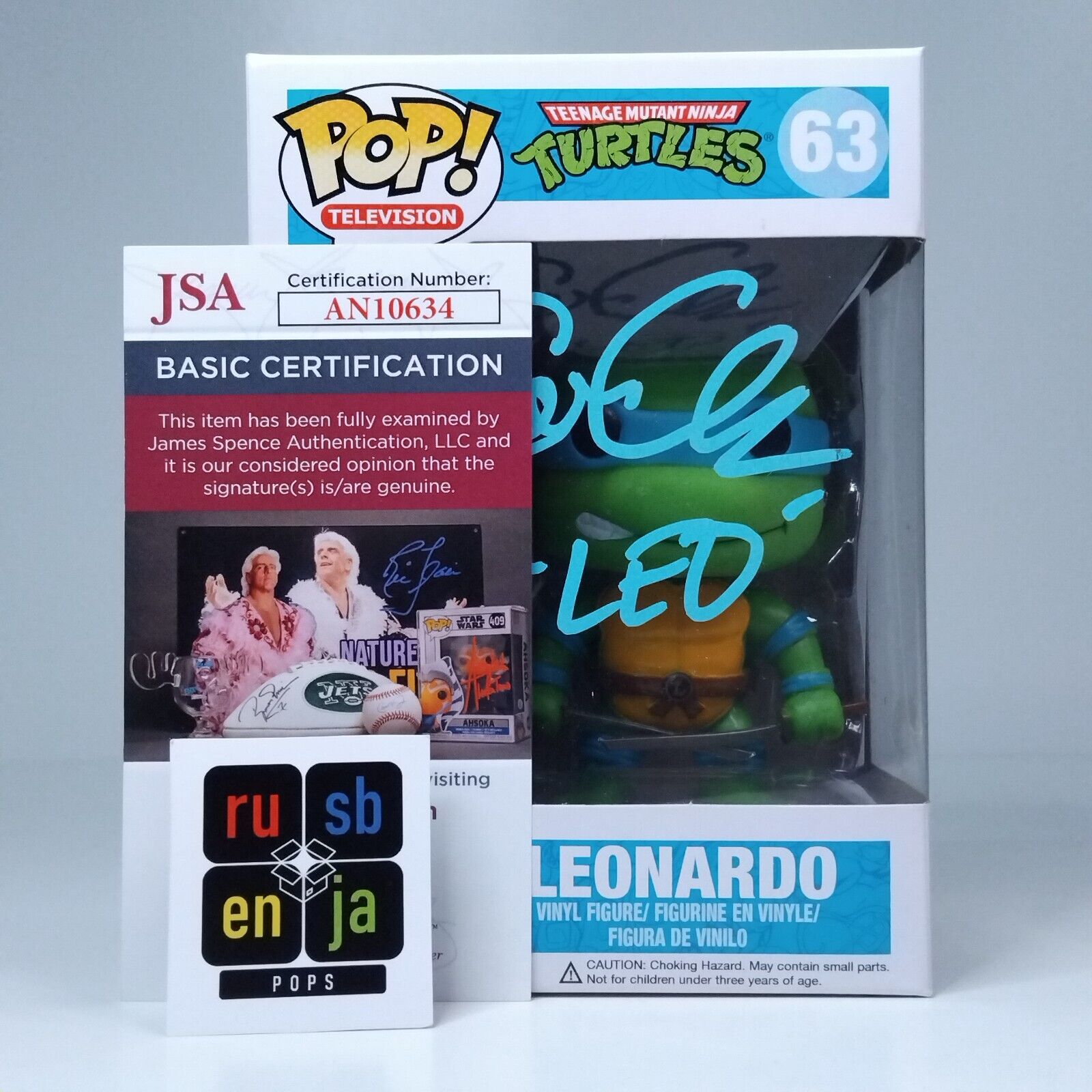 Funko Pop! TMNT Teenage Mutant Ninja Turtles Leonardo Signed Cam Clarke COA #63