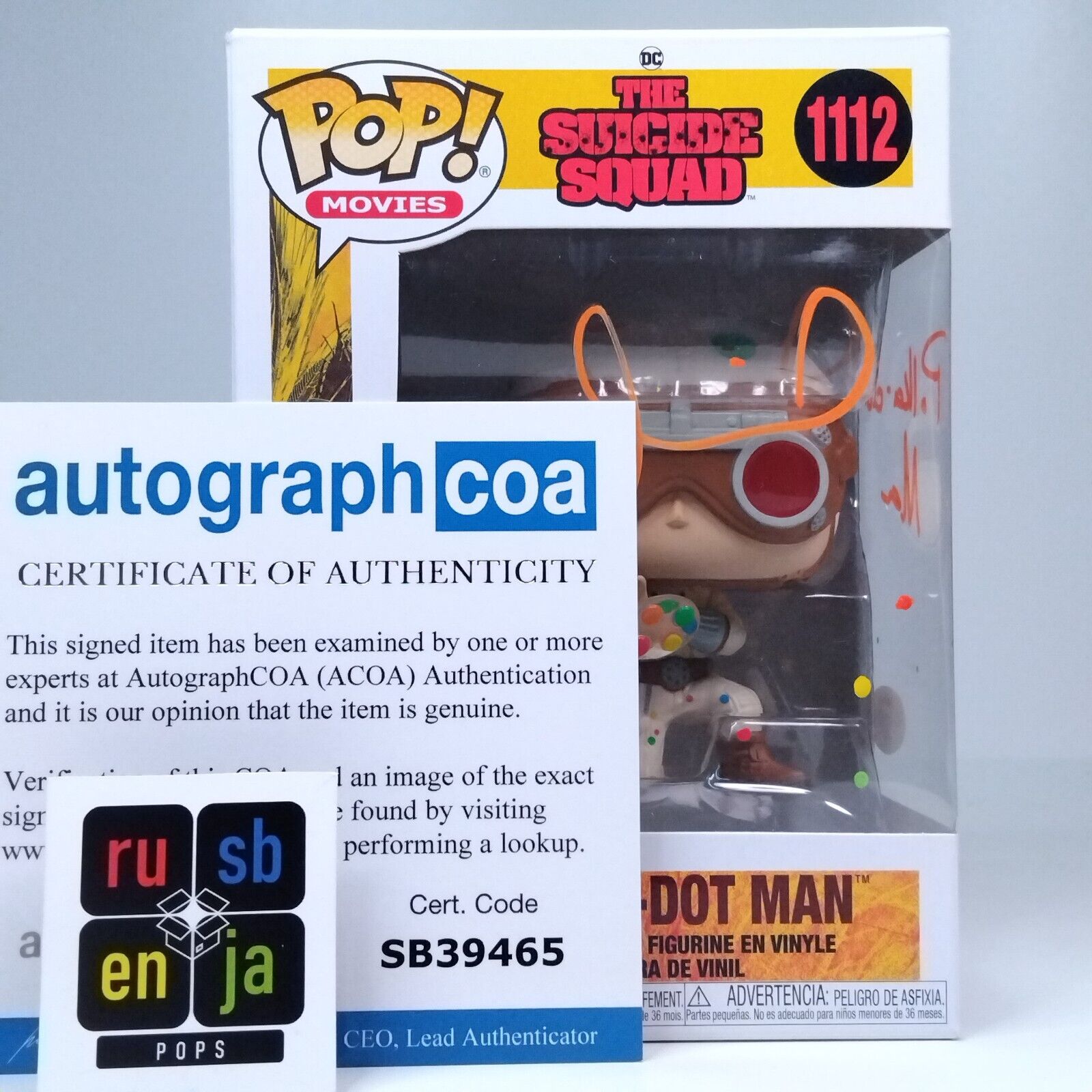 Funko Pop! DC Suicide Squad Polka-Dot Man Signed David Dastmalchian COA #1112