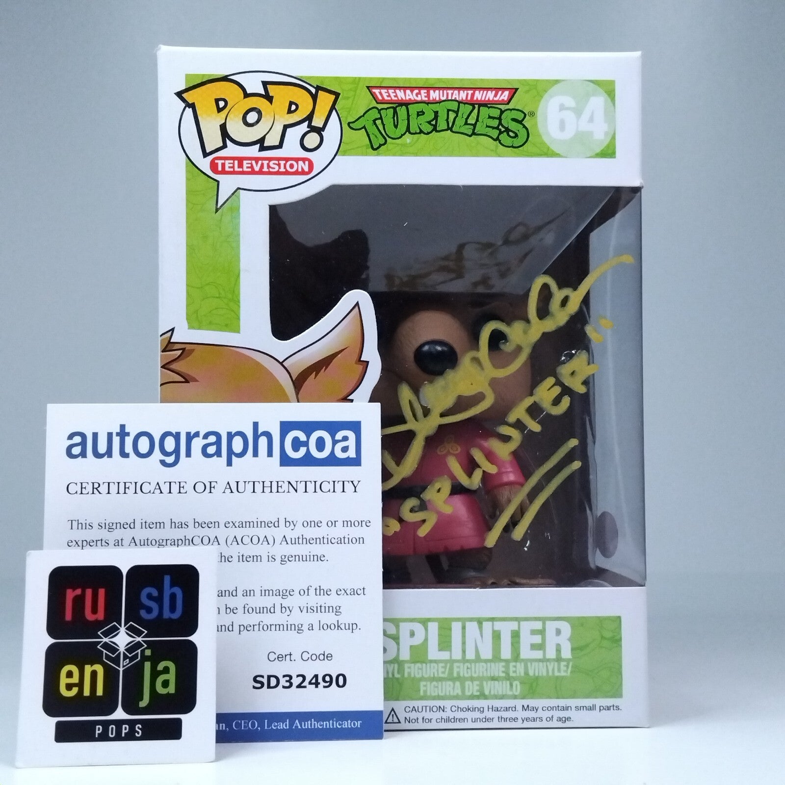 Funko Pop! Teenage Mutant Ninja Turtles Splinter Signed Townsend Coleman COA #64