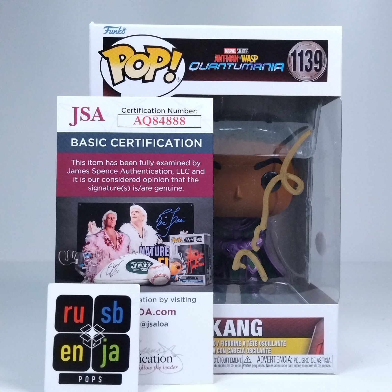 Funko Pop! Marvel AntMan Quantumania Kang Signed Jonathan Majors COA #1139 WS