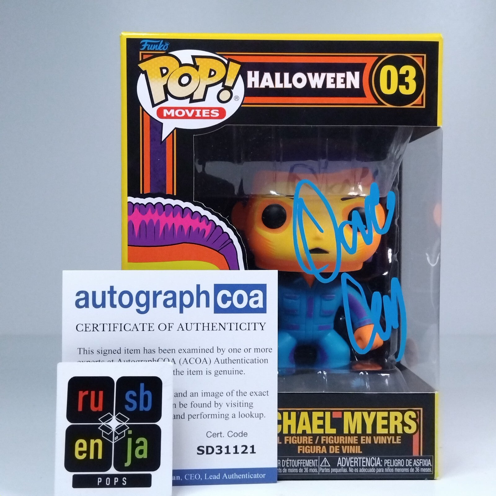 Funko Pop! Movies Horror Halloween Michael Myers Signed Dana Carvey COA #03 WS