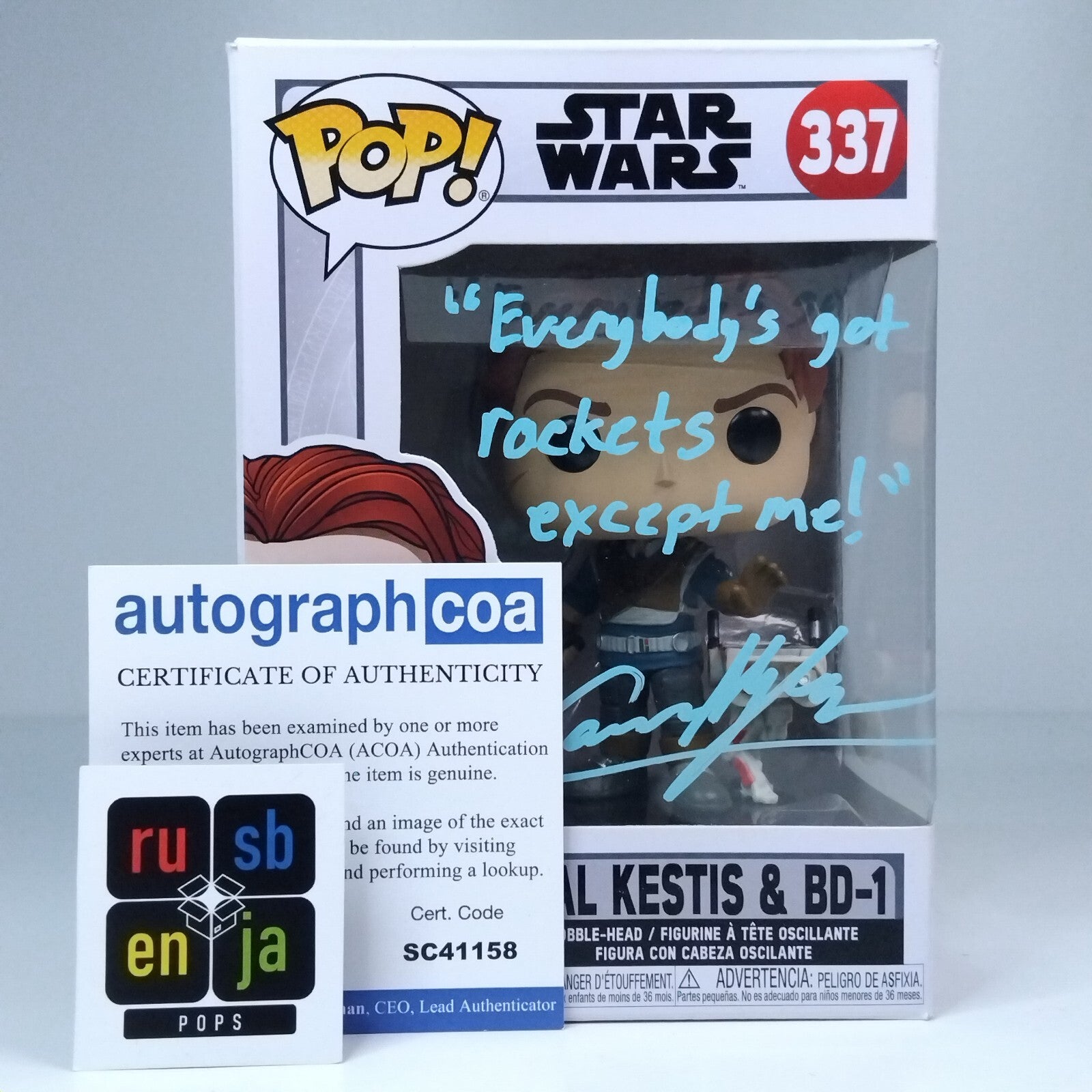 Funko Pop! Star Wars Cal Kestis & BD-1 Signed Cameron Monaghan COA #337