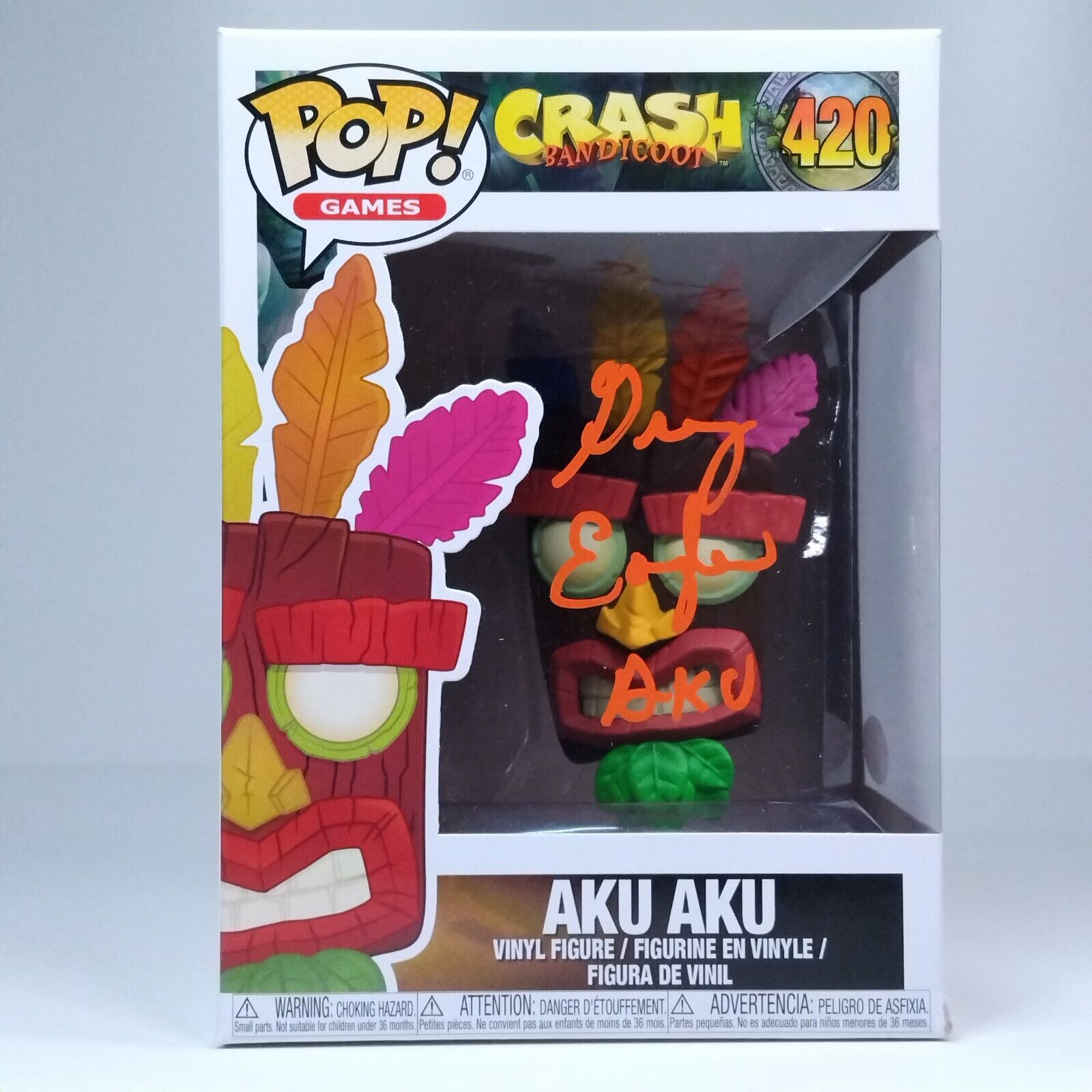 Funko Pop! Games Crash Bandicoot Aku Aku Signed Greg Eagles COA #420
