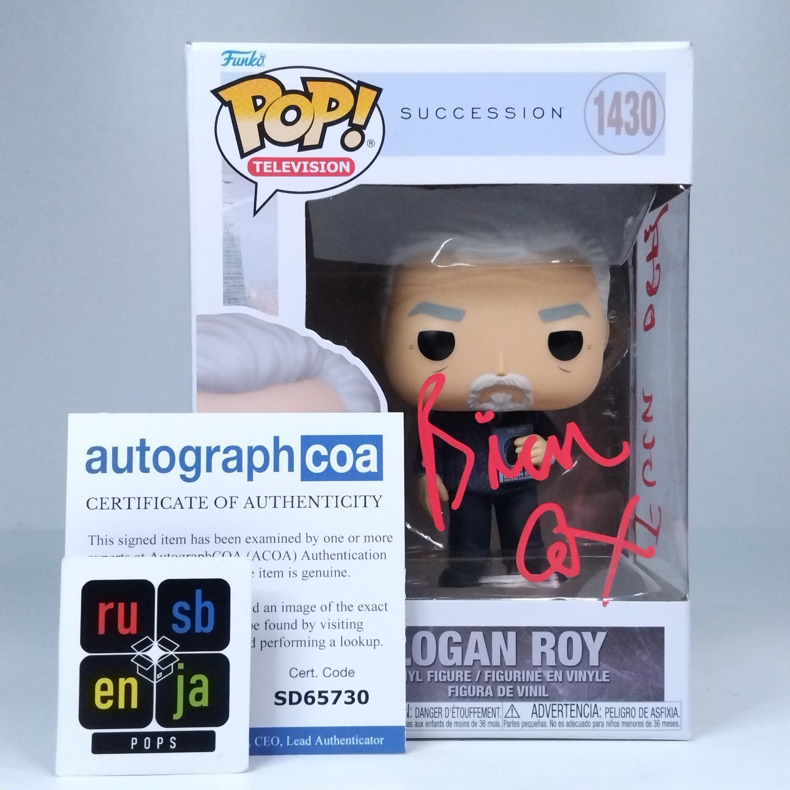 Funko Pop! TV Succession Logan Roy Signed & Quoted Brian Cox COA #1430