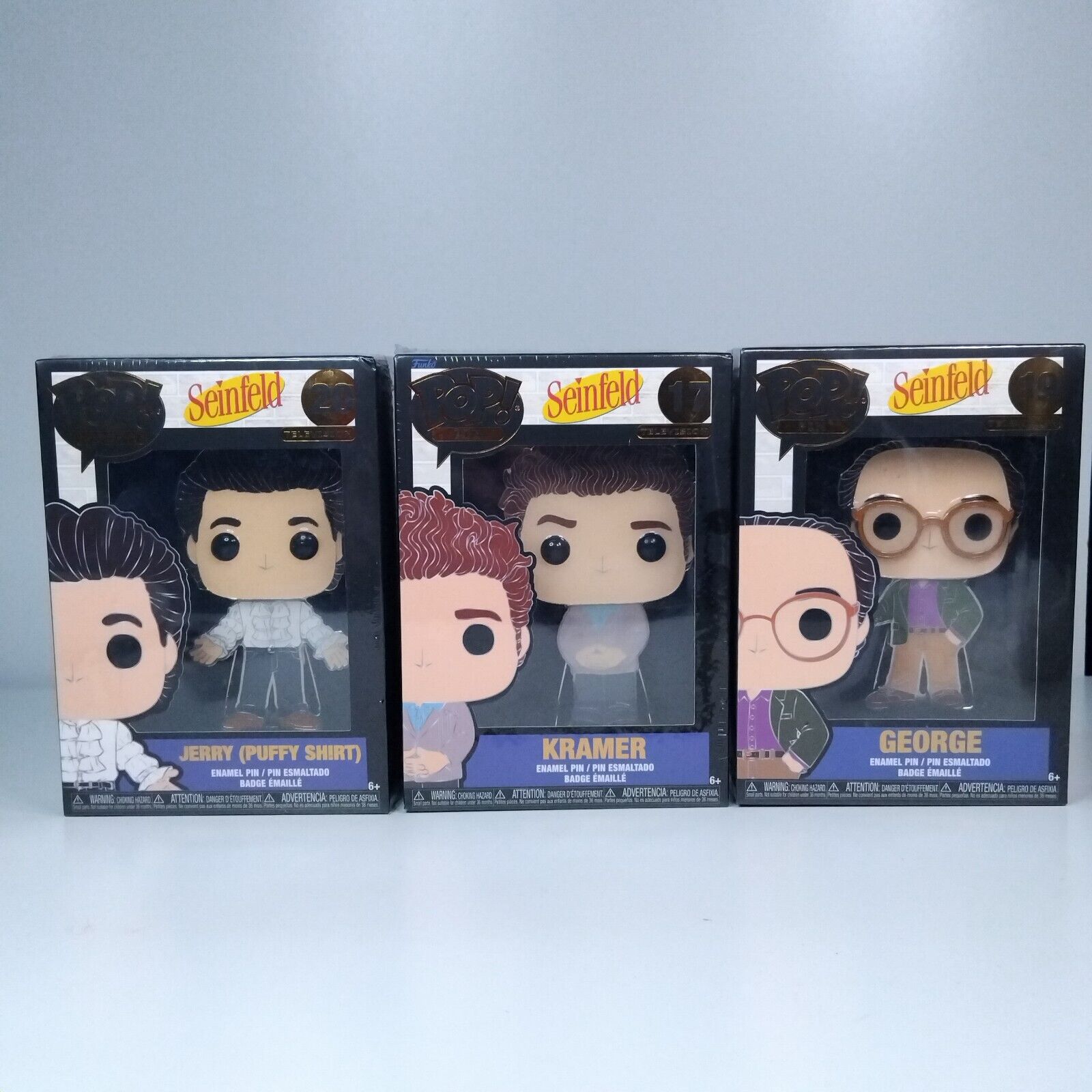 Funko Pop! Pin Pins TV Seinfeld Bundle x 3 Jerry #20 George #19 Kramer #17