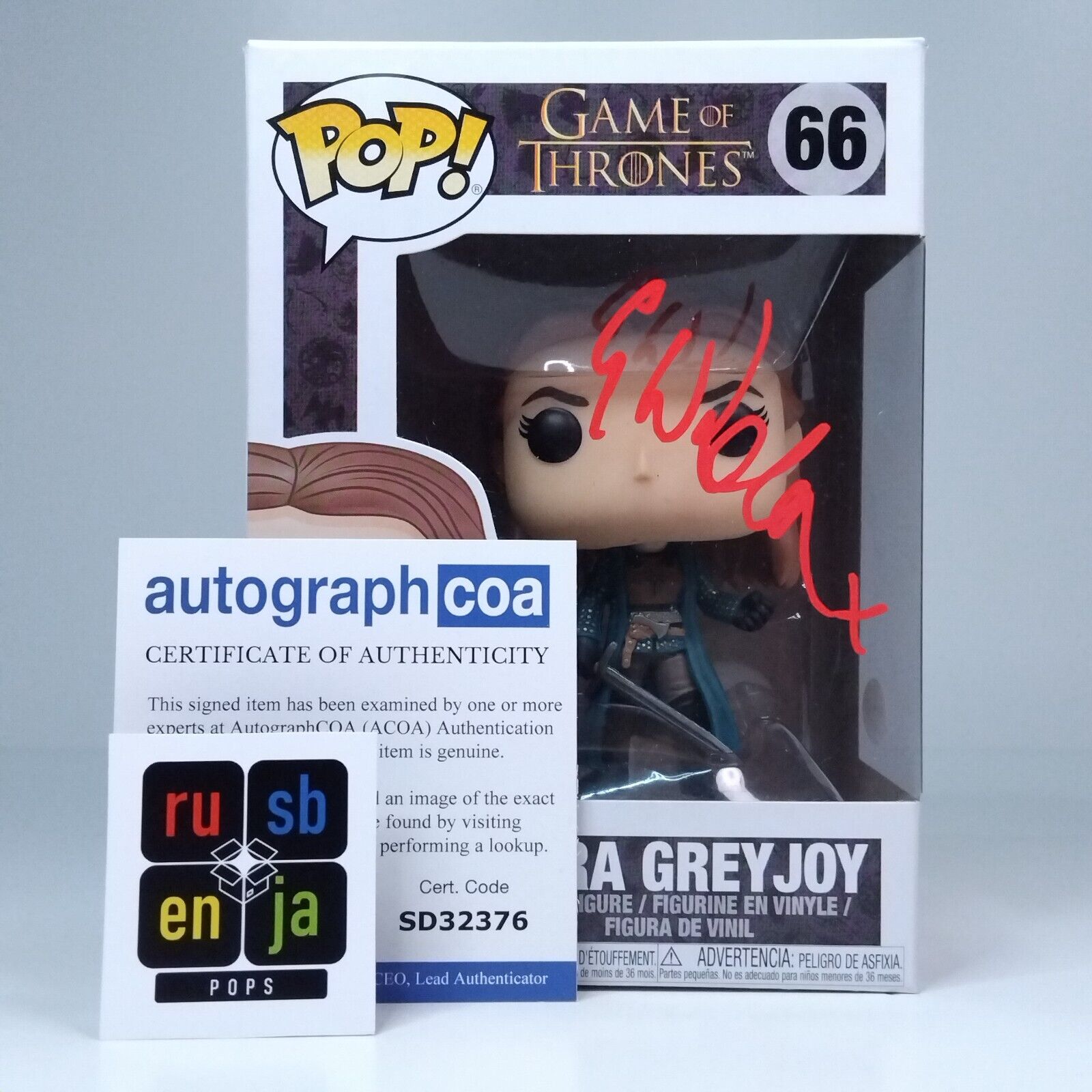 Funko Pop! TV Game of Thrones Yara Greyjoy Signed Gemma Whelan COA #66 WS