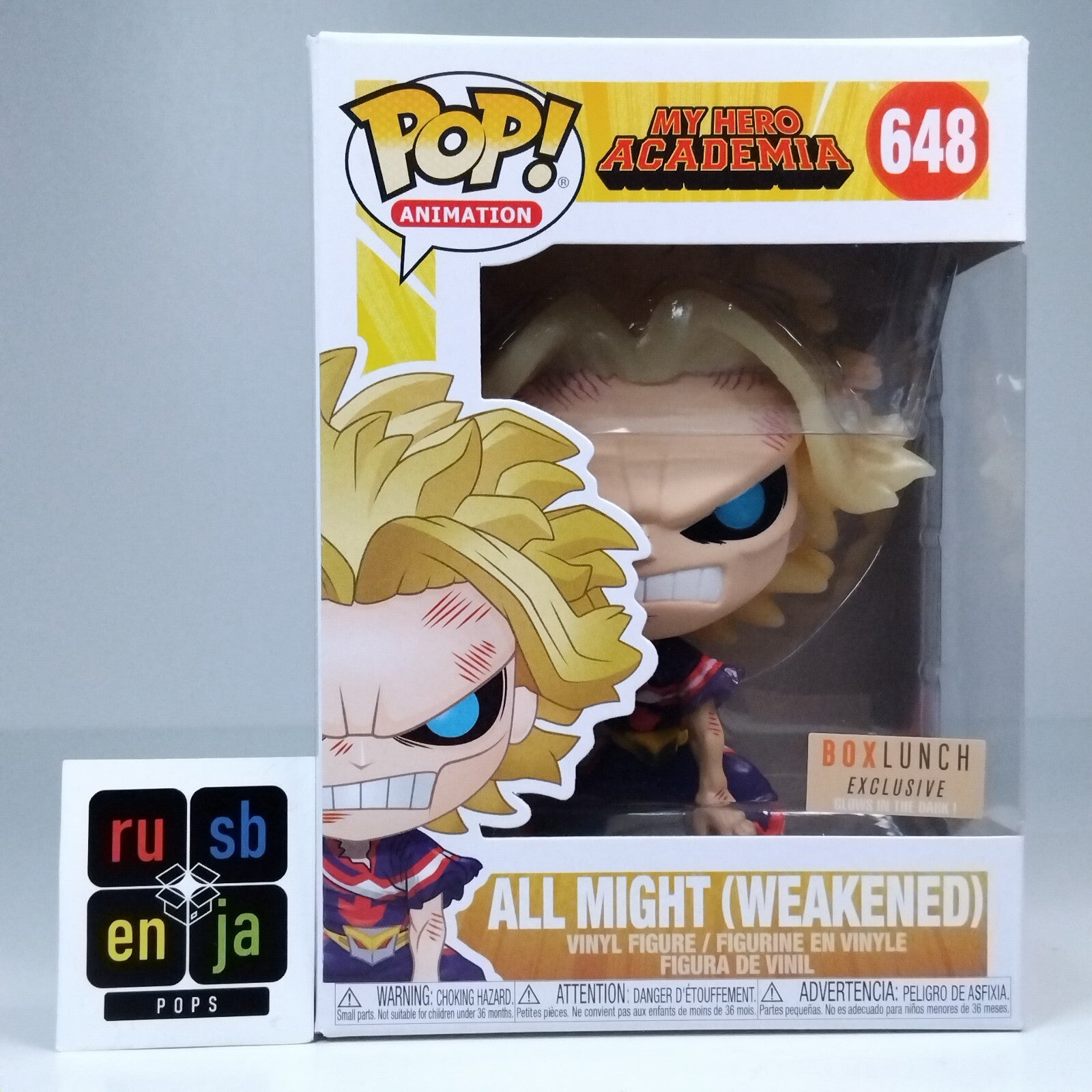 Funko Pop! Anime MHA My Hero Academia All Might Weakened Boxlunch Glows #648