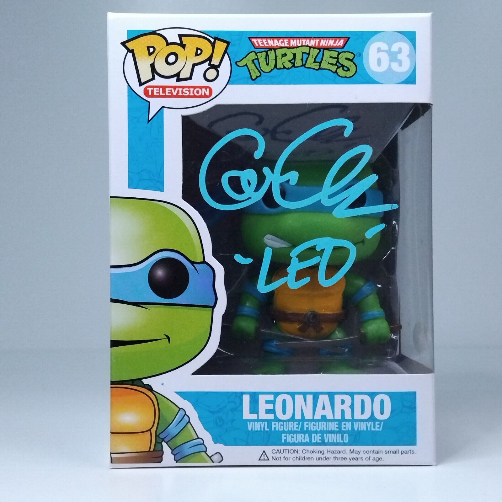 Funko Pop! TMNT Teenage Mutant Ninja Turtles Leonardo Signed Cam Clarke COA #63