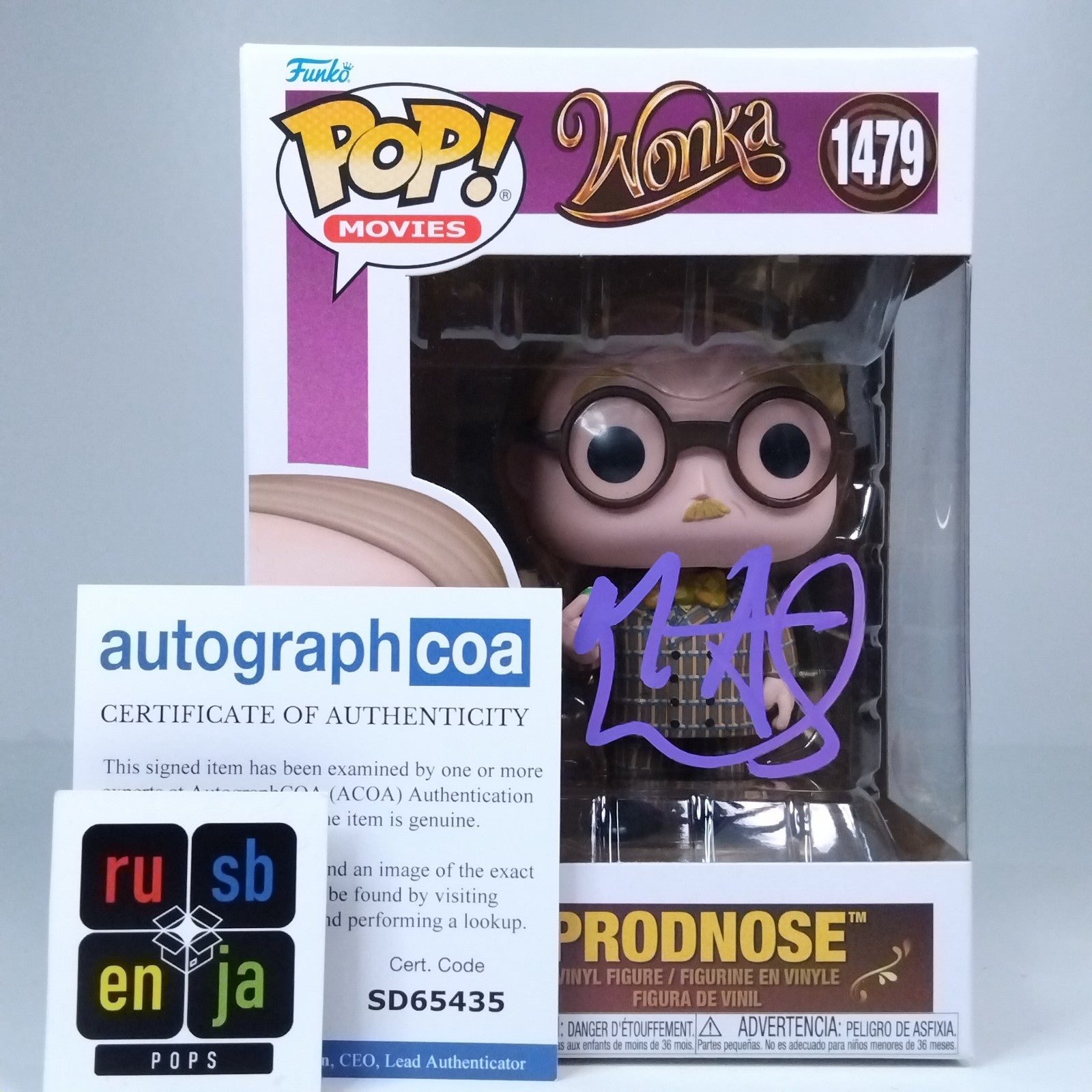 Funko Pop! Movies Wonka Prodnose Signed Matt Lucas COA #1479
