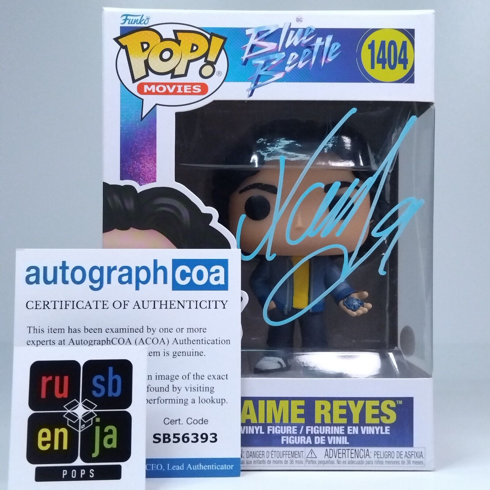 Funko Pop! DC Heroes Blue Beetle Jaime Reyes Signed Xolo Mariduena COA #1404 WS