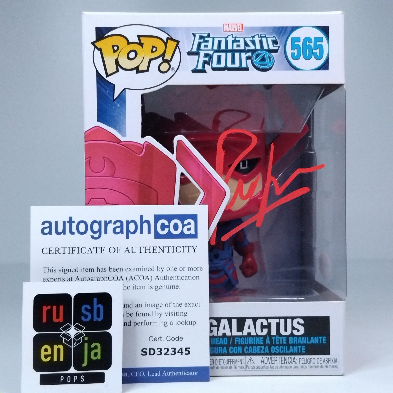 Funko Pop! Marvel Fantastic Four 4 Galactus Signed Ralph Ineson COA #565 WS