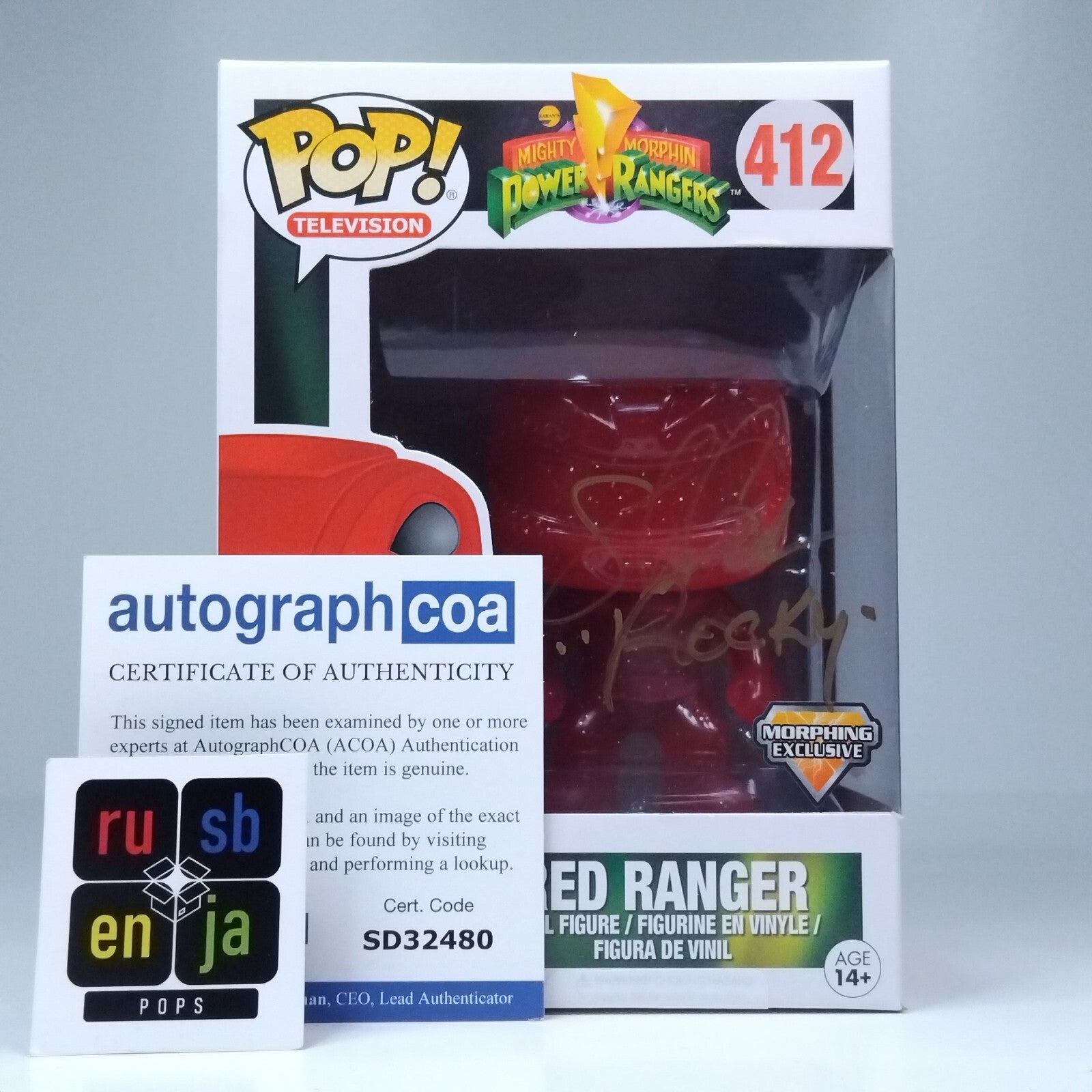 Funko Pop! TV Power Rangers Red Ranger Signed Steve Cardenas COA #412