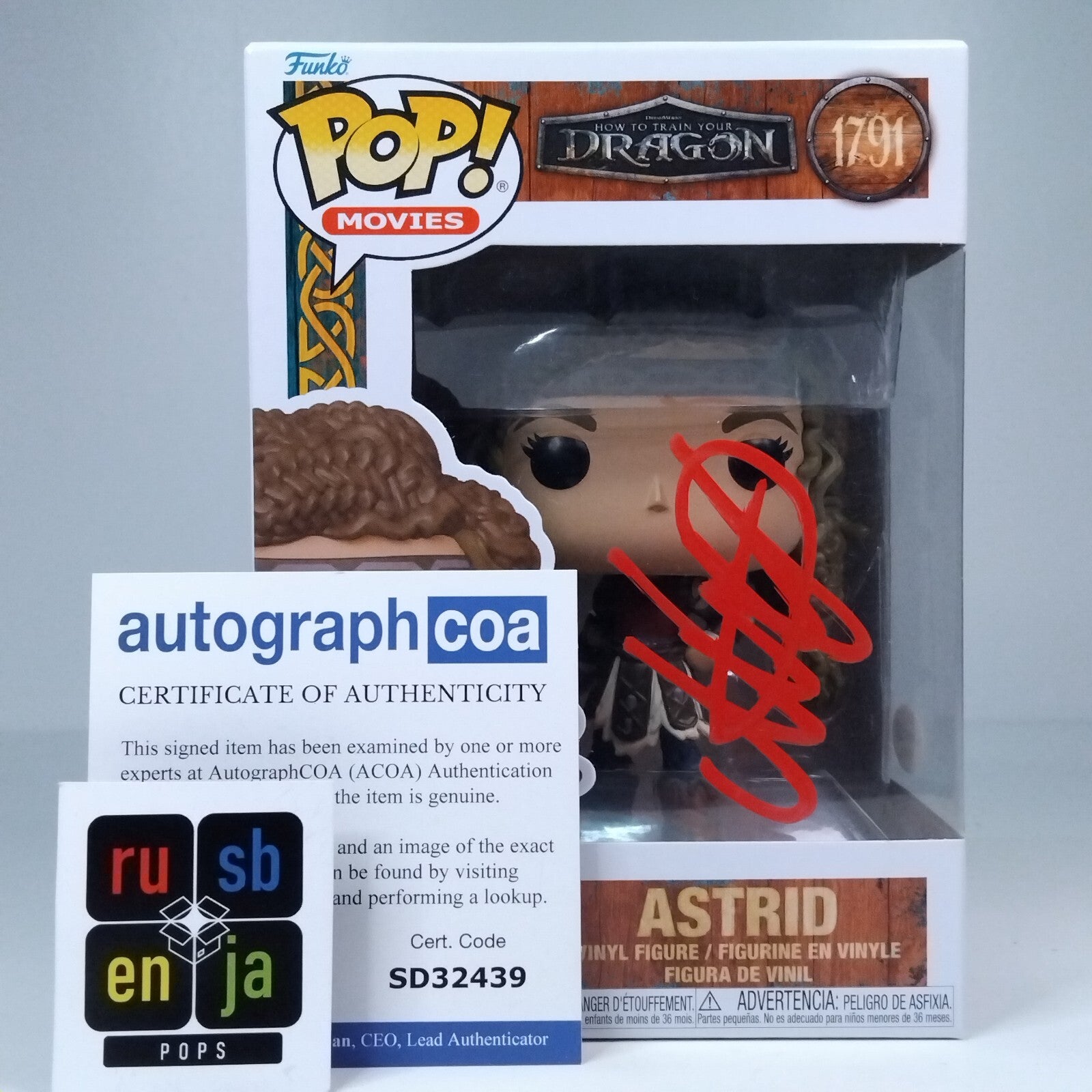 Funko Pop! How to Train Your Dragon Astrid Signed Nico Parker COA #1791 WS