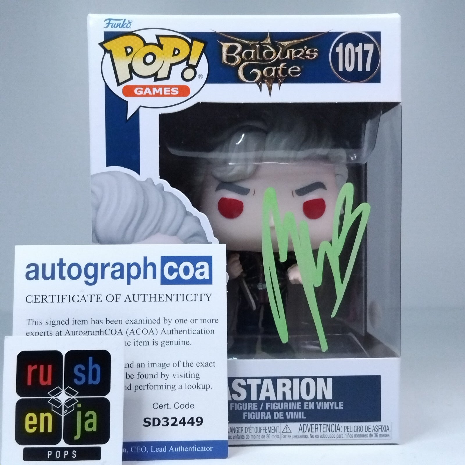 Funko Pop! Games Baldur's Gate Astarion Signed Neil Newbon COA #1017 WS