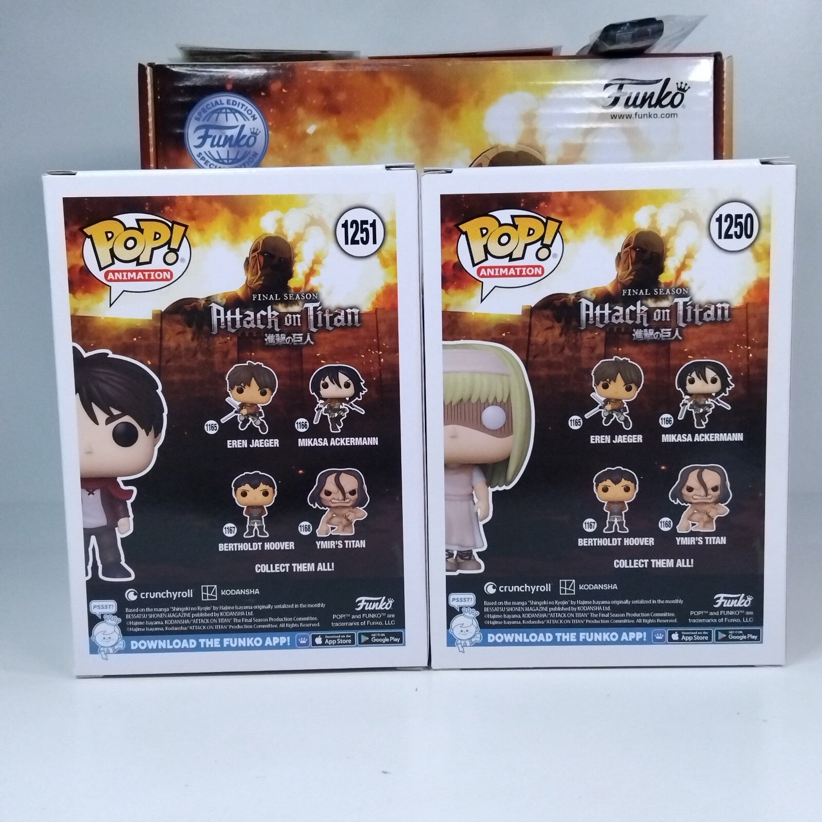 Funko Pop! Anime Attack Titan Collectors Box Child Eren & Ymir Fritz #1250 #1251