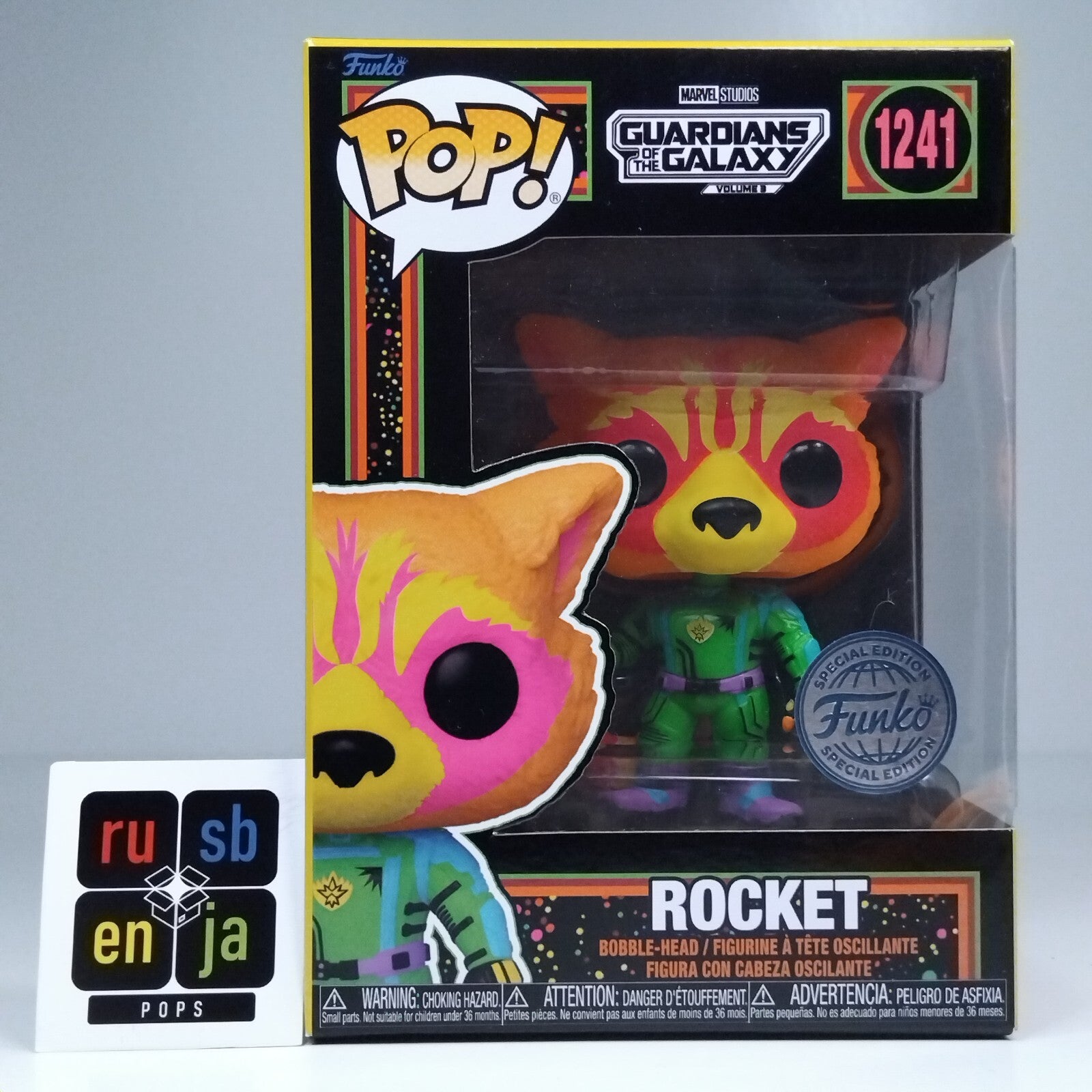 Funko Pop! Marvel Blacklight Guardians of Galaxy Rocket Special Edition #1241