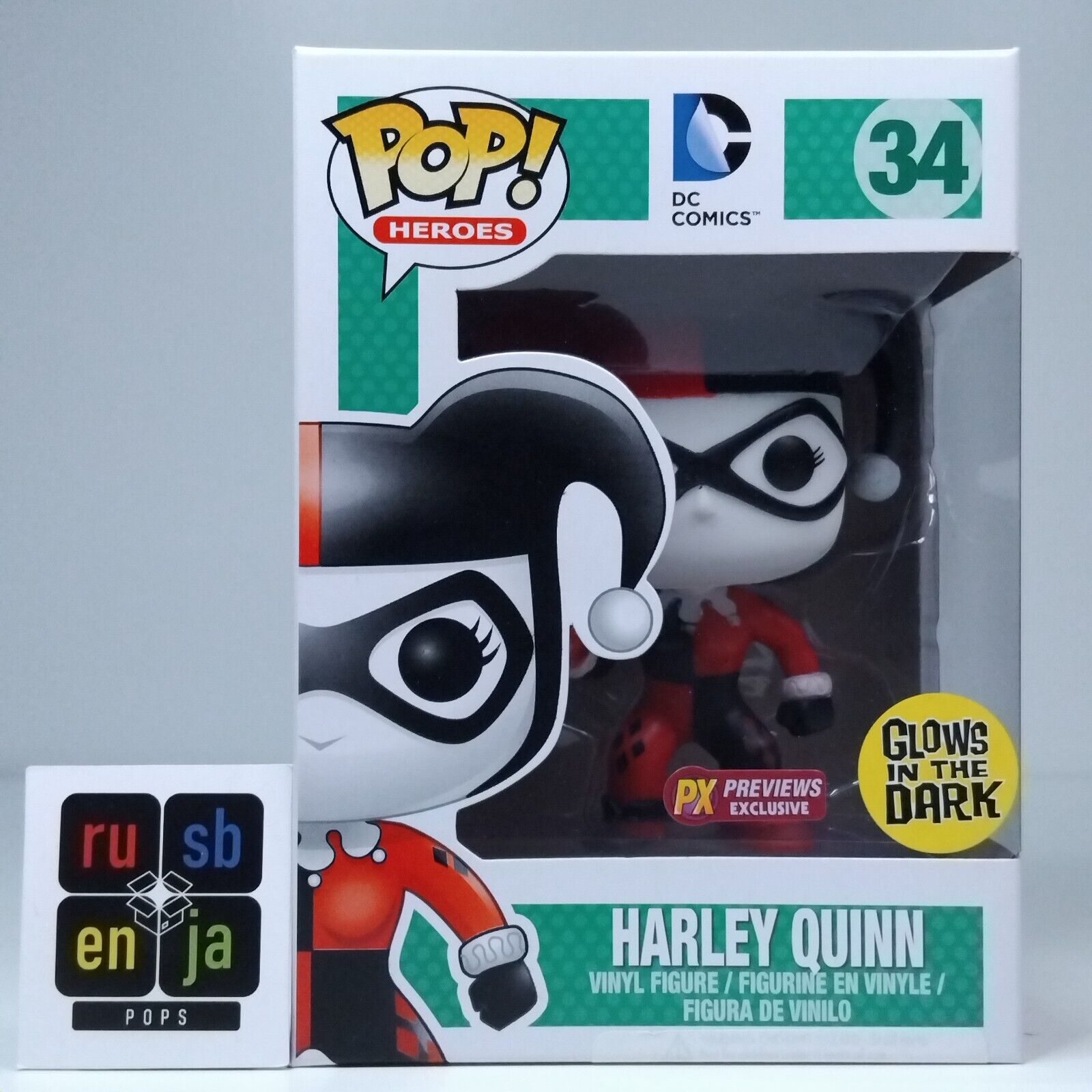 Funko Pop! DC Heroes Harley Quinn Glows PX Previews Exclusive #34