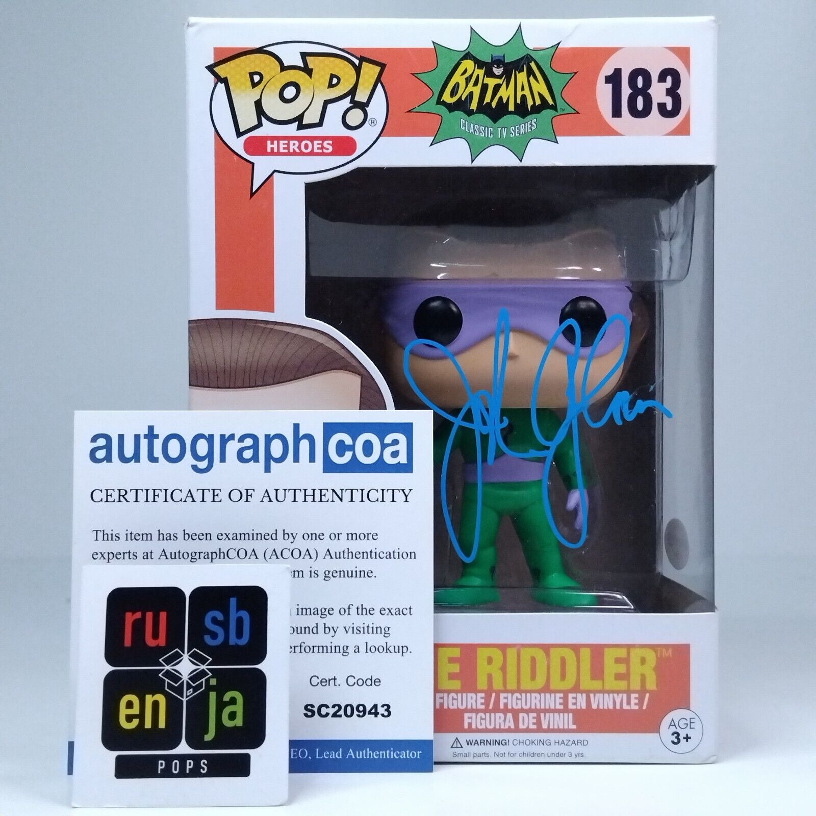 Funko Pop! DC Heroes Batman The Riddler Signed John Glover COA #183 WS