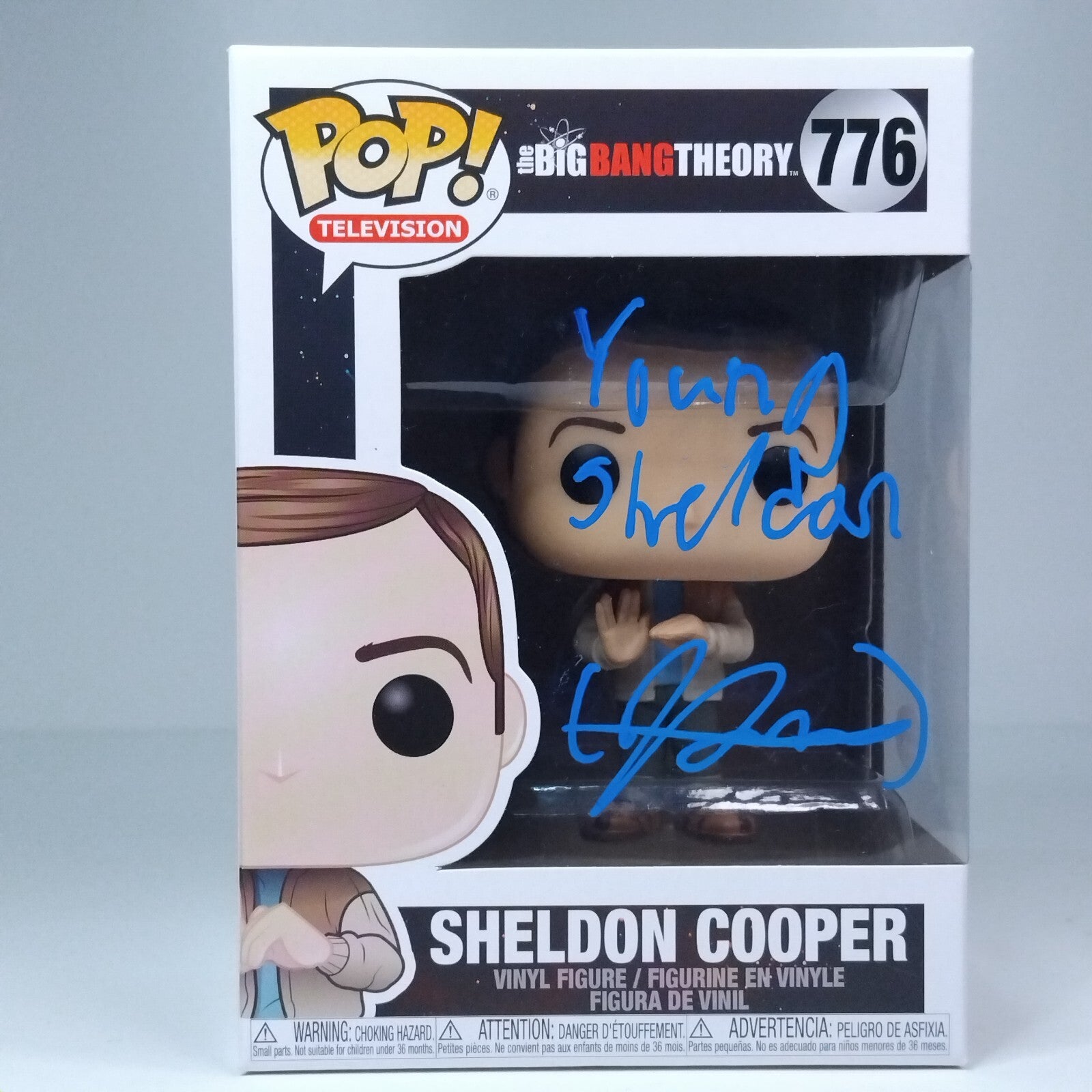 Funko Pop! TV Big Bang Young Sheldon Cooper Signed w/ CN Iain Armitage #776 WS