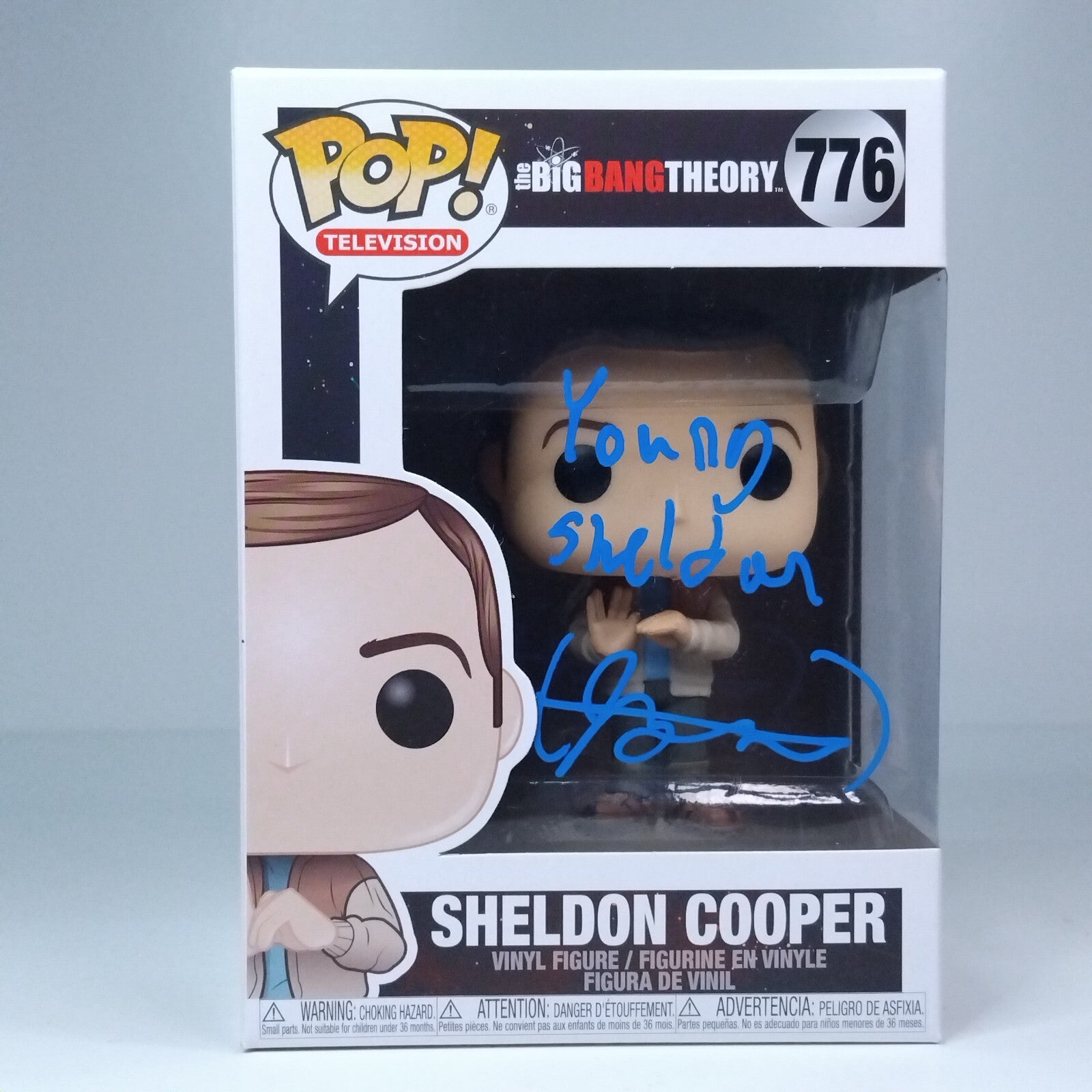 Funko Pop! TV Big Bang Young Sheldon Cooper Signed w/ CN Iain Armitage #776 WS