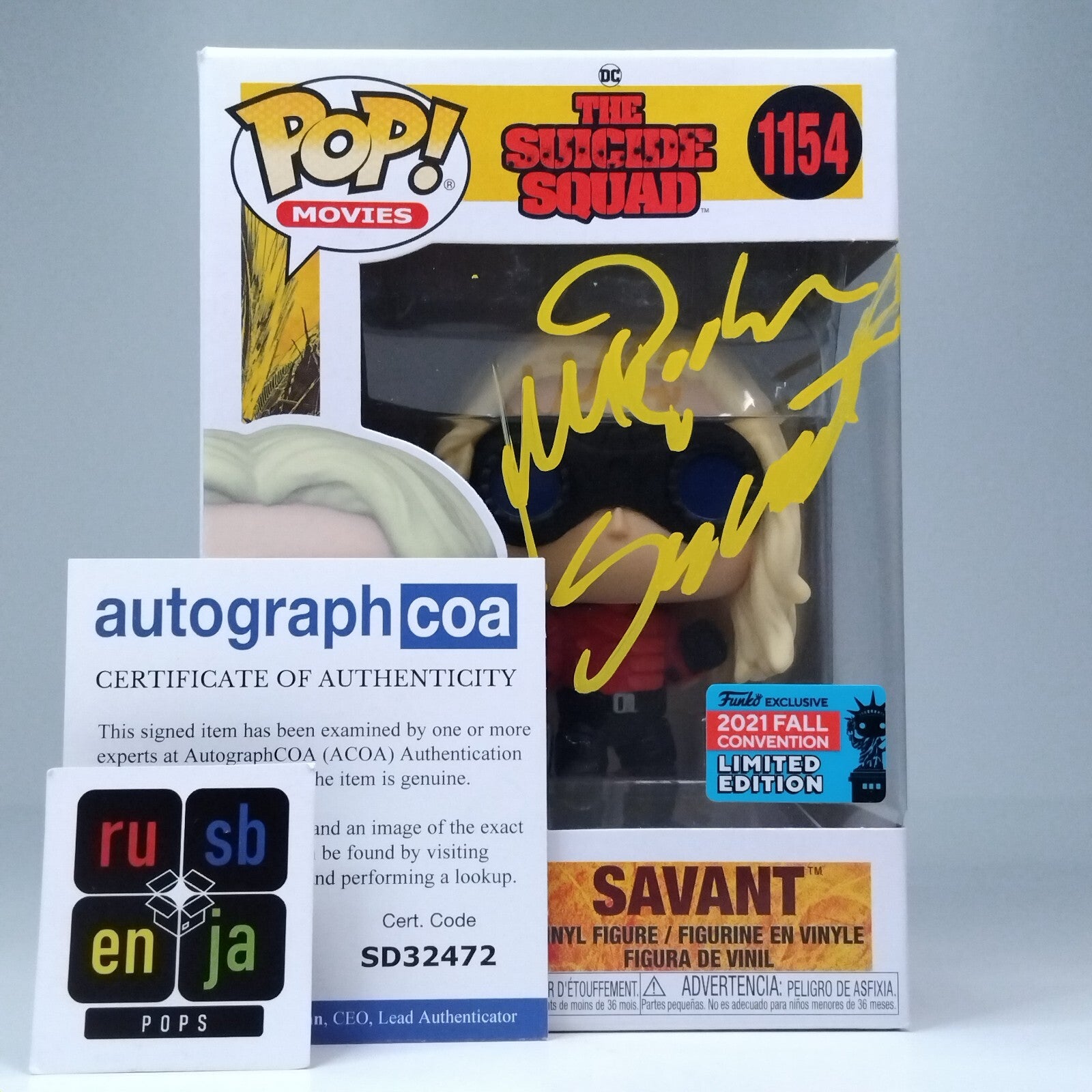 Funko Pop! DC Heroes The Suicide Squad Savant Signed Michael Rooker COA #1154
