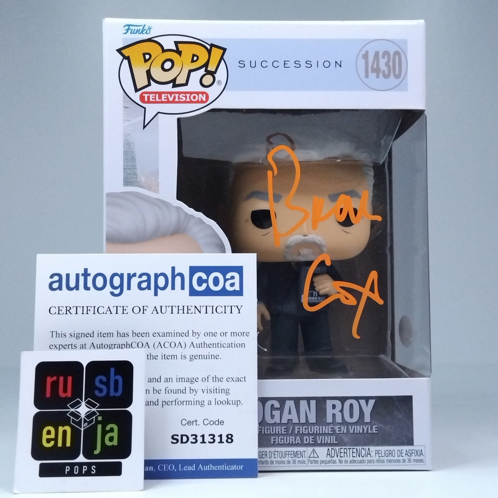 Funko Pop! TV Succession Logan Roy Signed Brian Cox COA #1430 WS