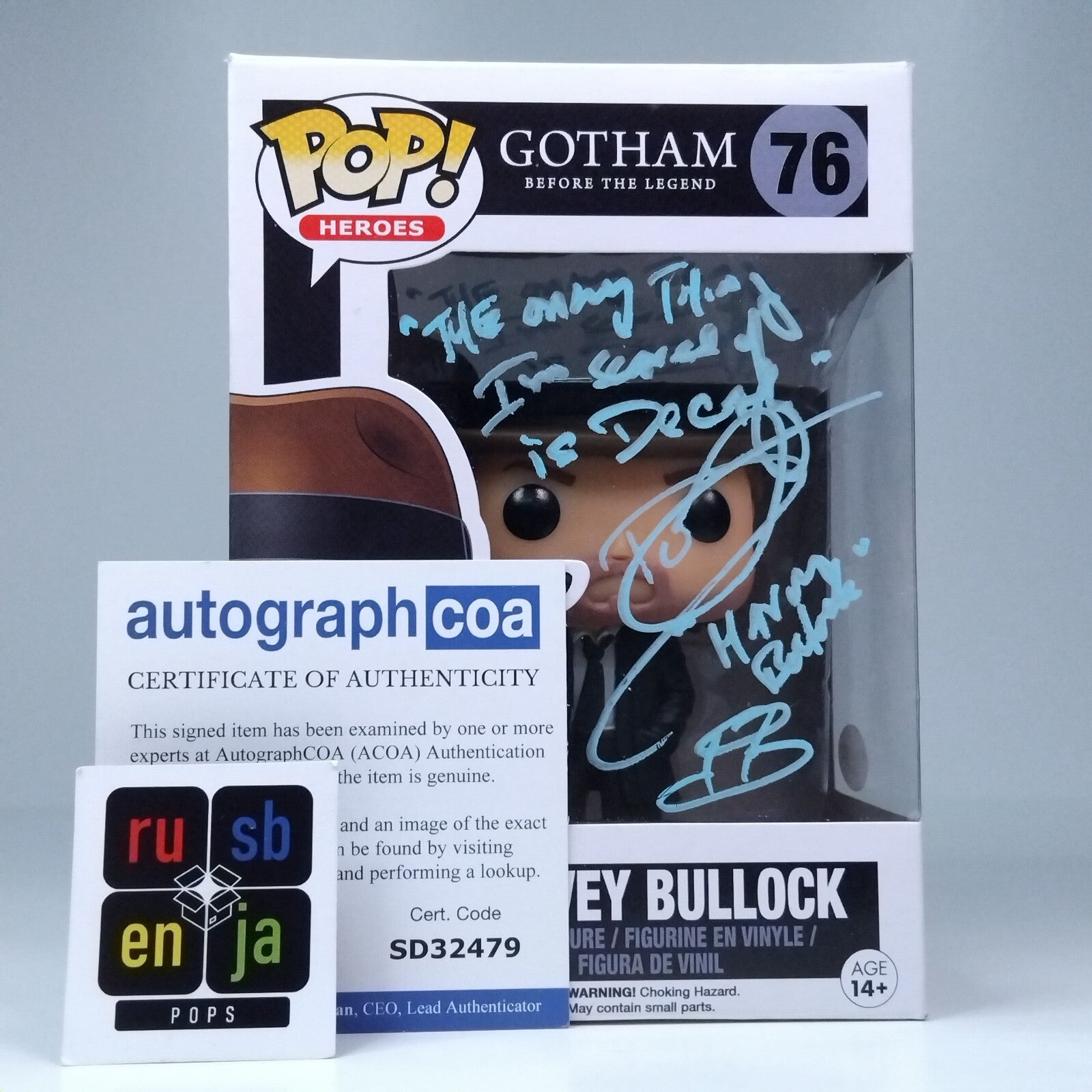 Funko Pop! DC Heroes Batman Gotham Harvey Bullock Signed Donal Logue COA #76