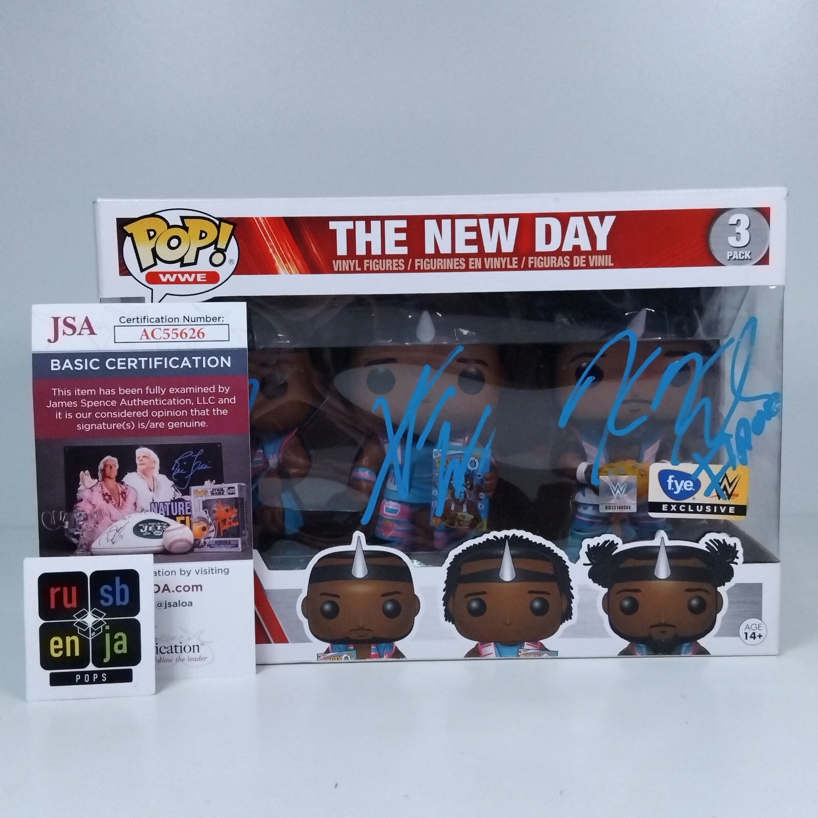 Funko Pop! WWE The New Day Big E Kofi Xavier Triple Signed w/COA 3 Pack