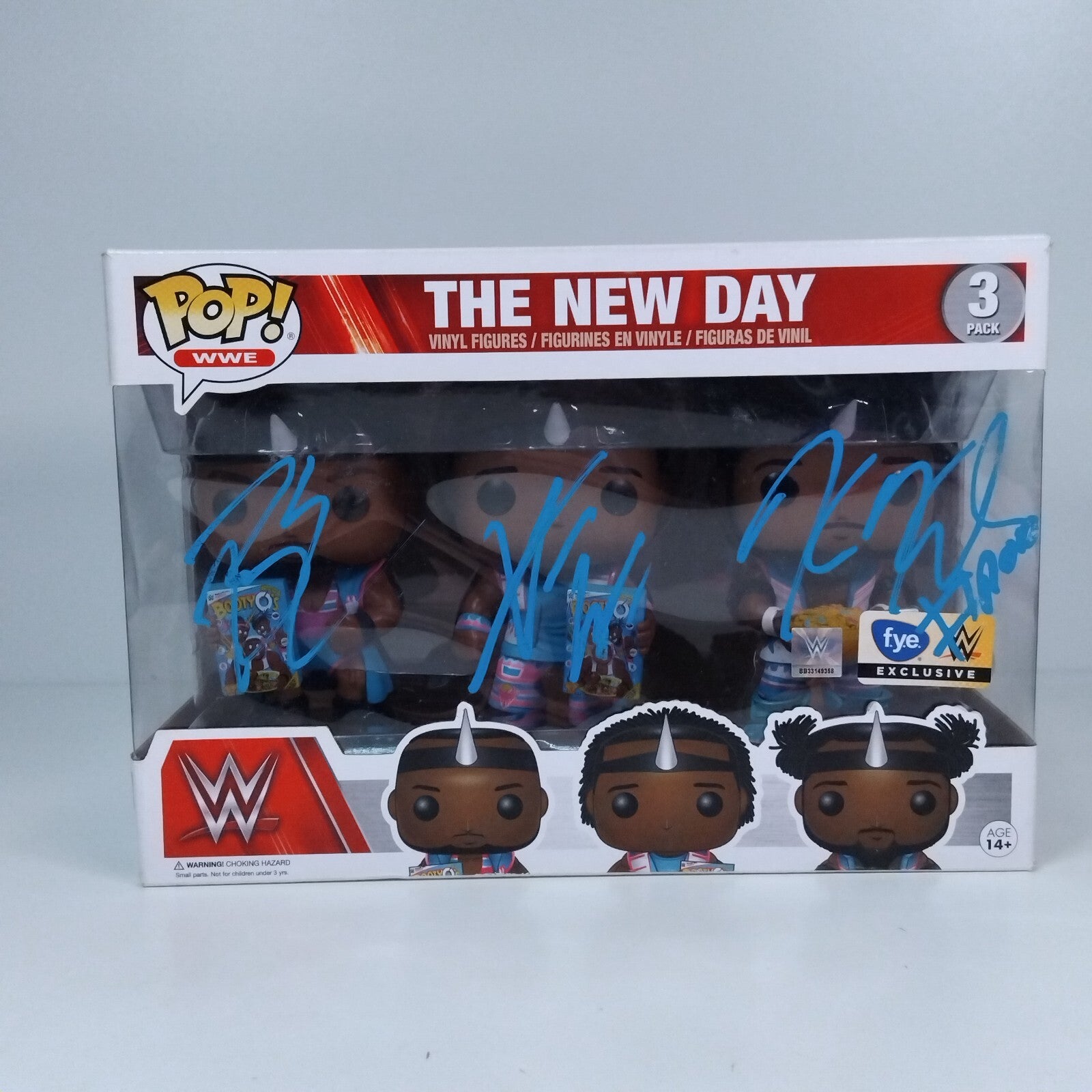 Funko Pop! WWE The New Day Big E Kofi Xavier Triple Signed w/COA 3 Pack