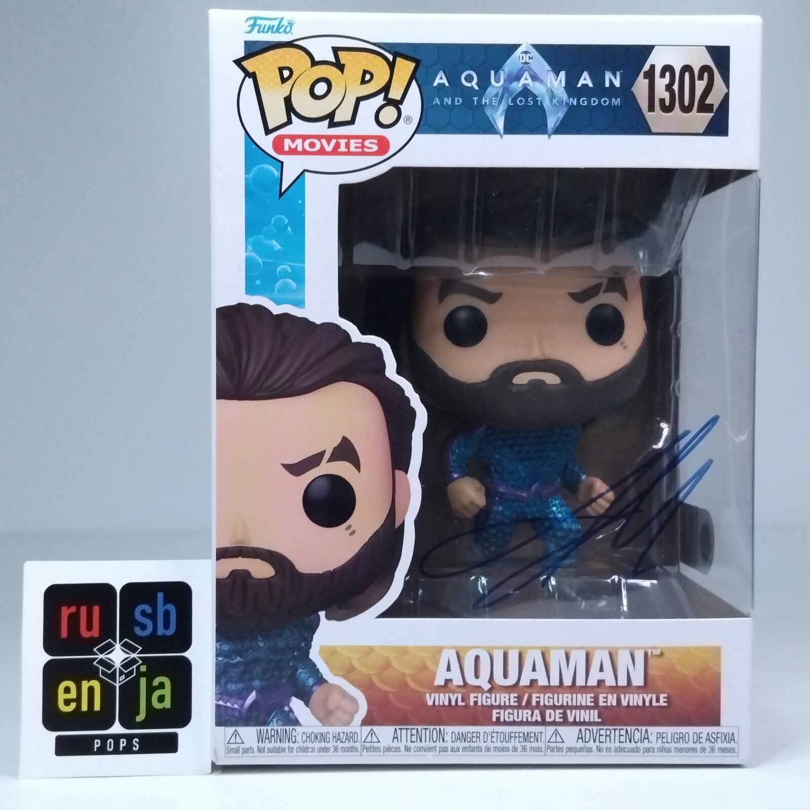 Funko Pop! DC Heroes Aquaman Signed x 2 Jason Momoa COA #1302
