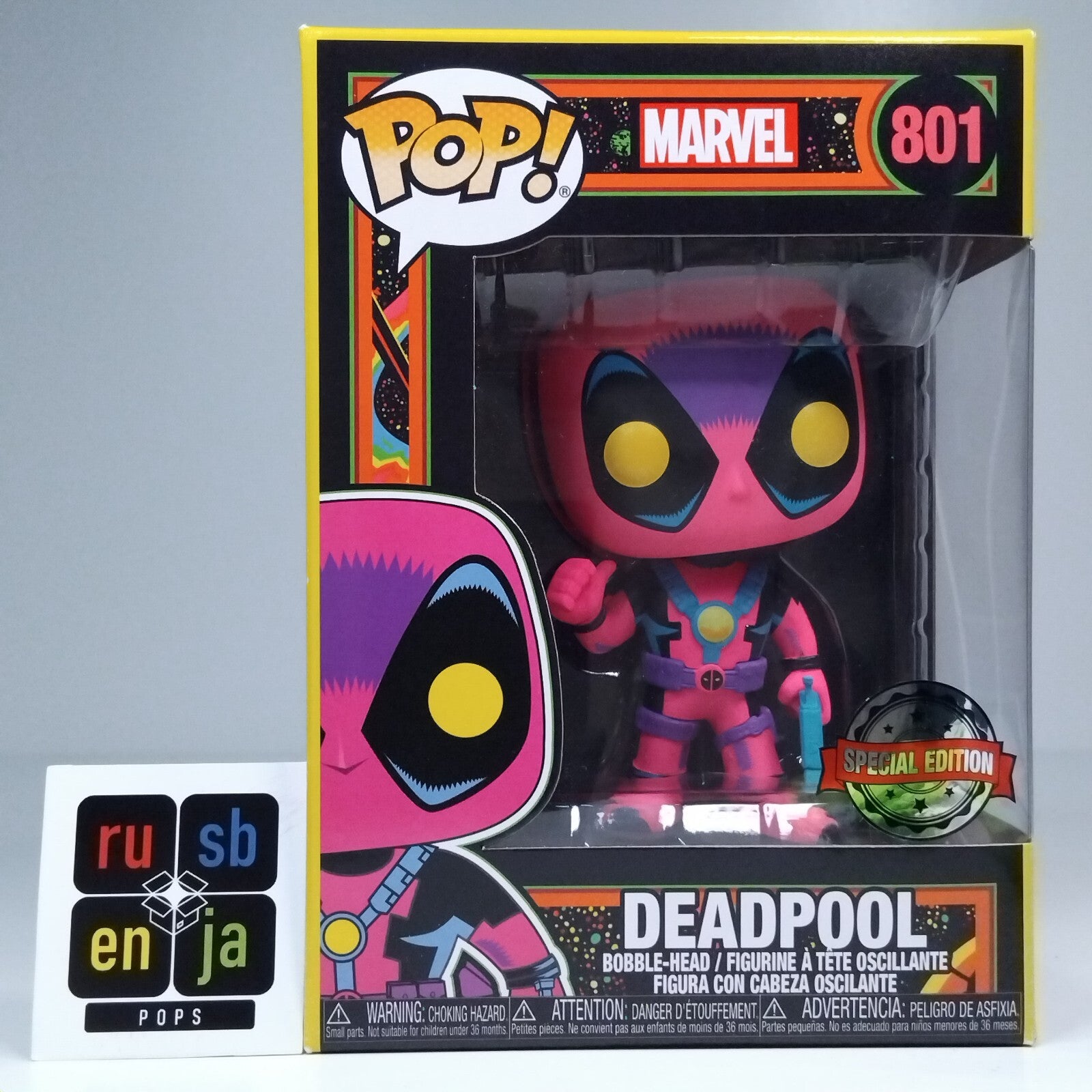 Funko Pop! Marvel Blacklight Deadpool Special Edition #801