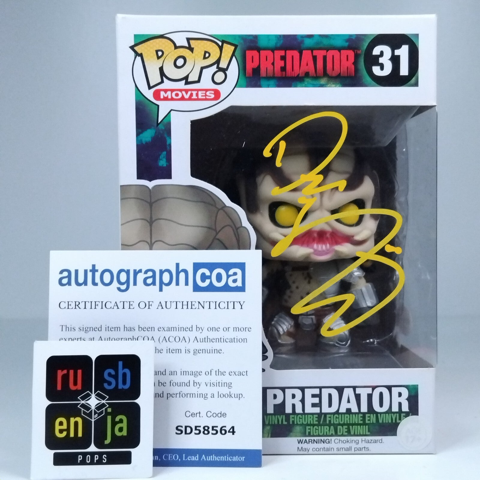 Funko Pop! Movies Predator Signed Dane DiLiegro COA #31 WS