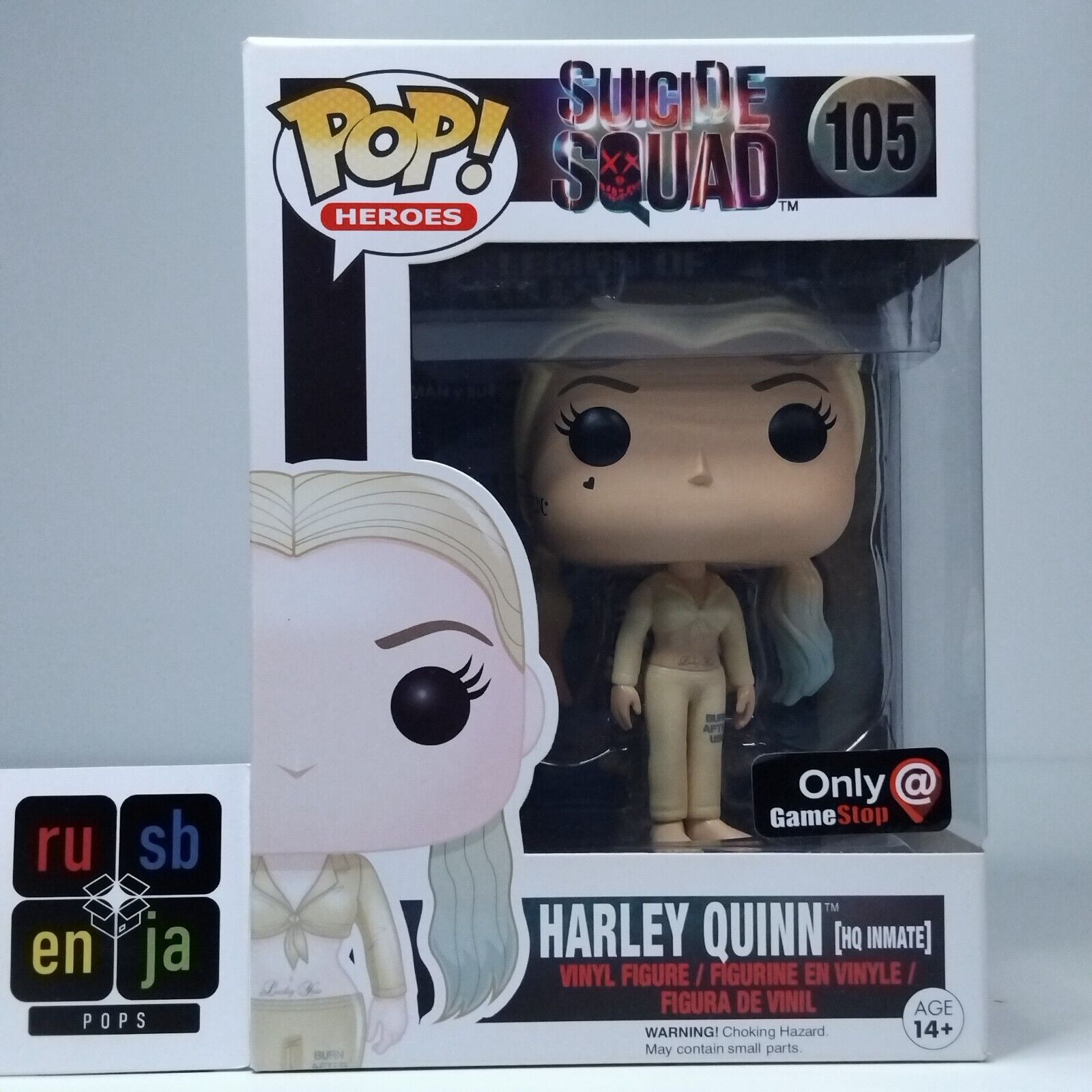 Funko Pop! DC Heroes The Suicide Squad Harley Quinn HQ Inmate Gamestop #105