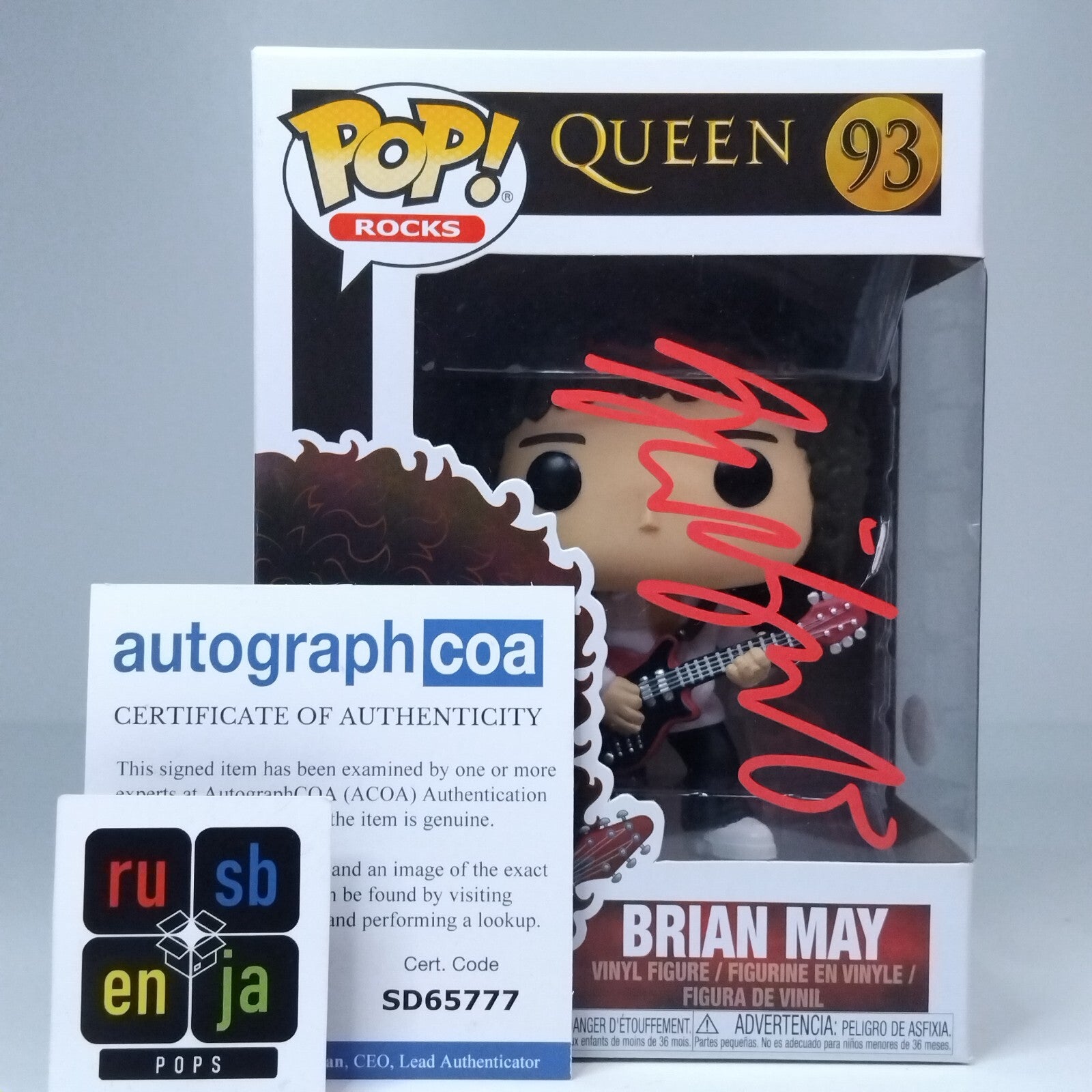 Funko Pop! Rocks Music Queen Brian May Signed Gwilym Lee COA #93 WS