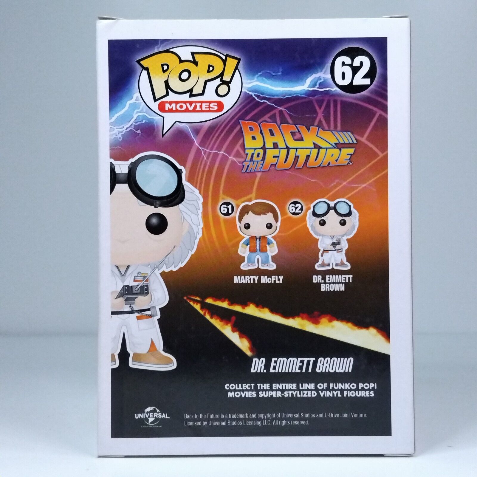 Funko Pop! Movies Back to Future Dr. Emmett Brown Glows Exclusive #62 BOX ONLY