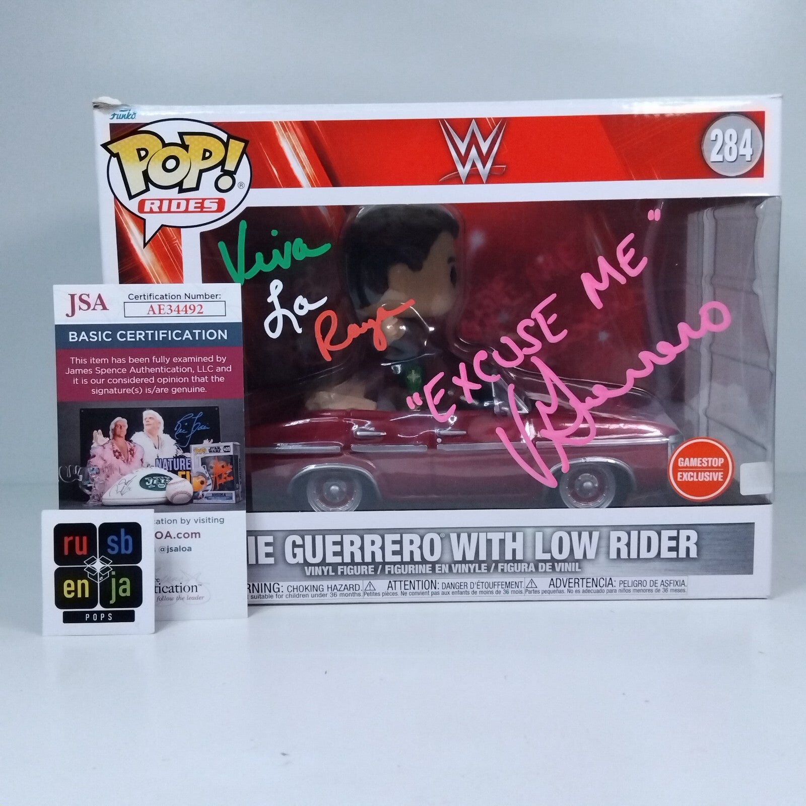 Funko Pop! WWE Eddie Guerrero with Low Rider Signed Vickie Guererro w/COA #284