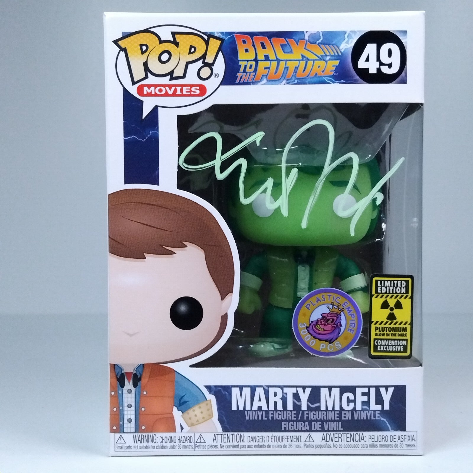 Funko Pop! Back to the Future Plutonium Marty McFly Signed Michael J Fox COA #49