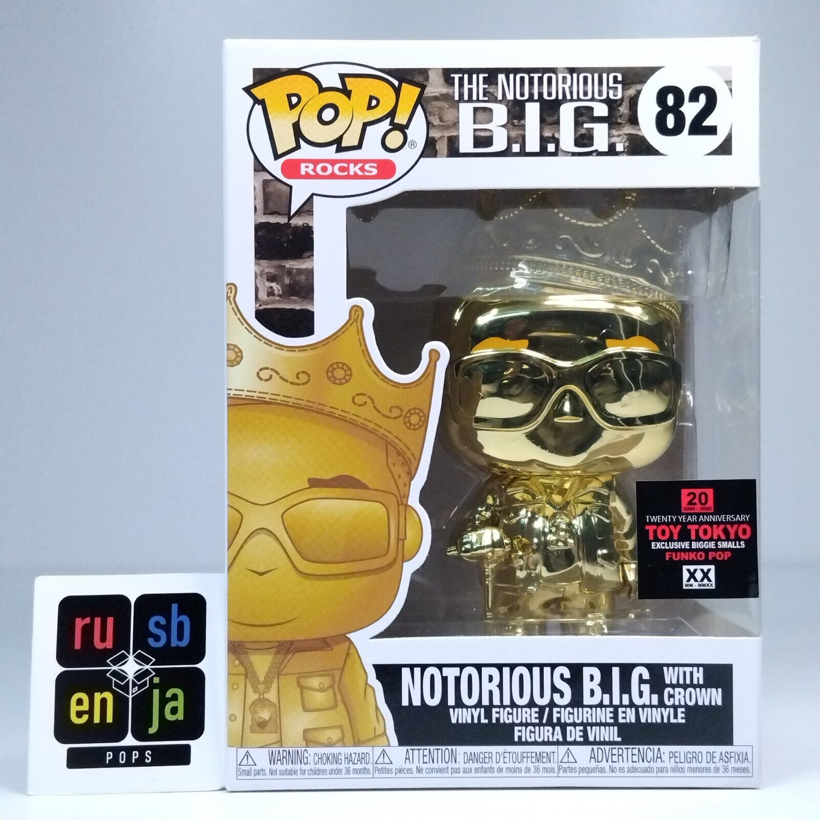 Funko Pop! Rocks Music Notorious B.I.G. with Crown Gold Chrome Toy Tokyo #82