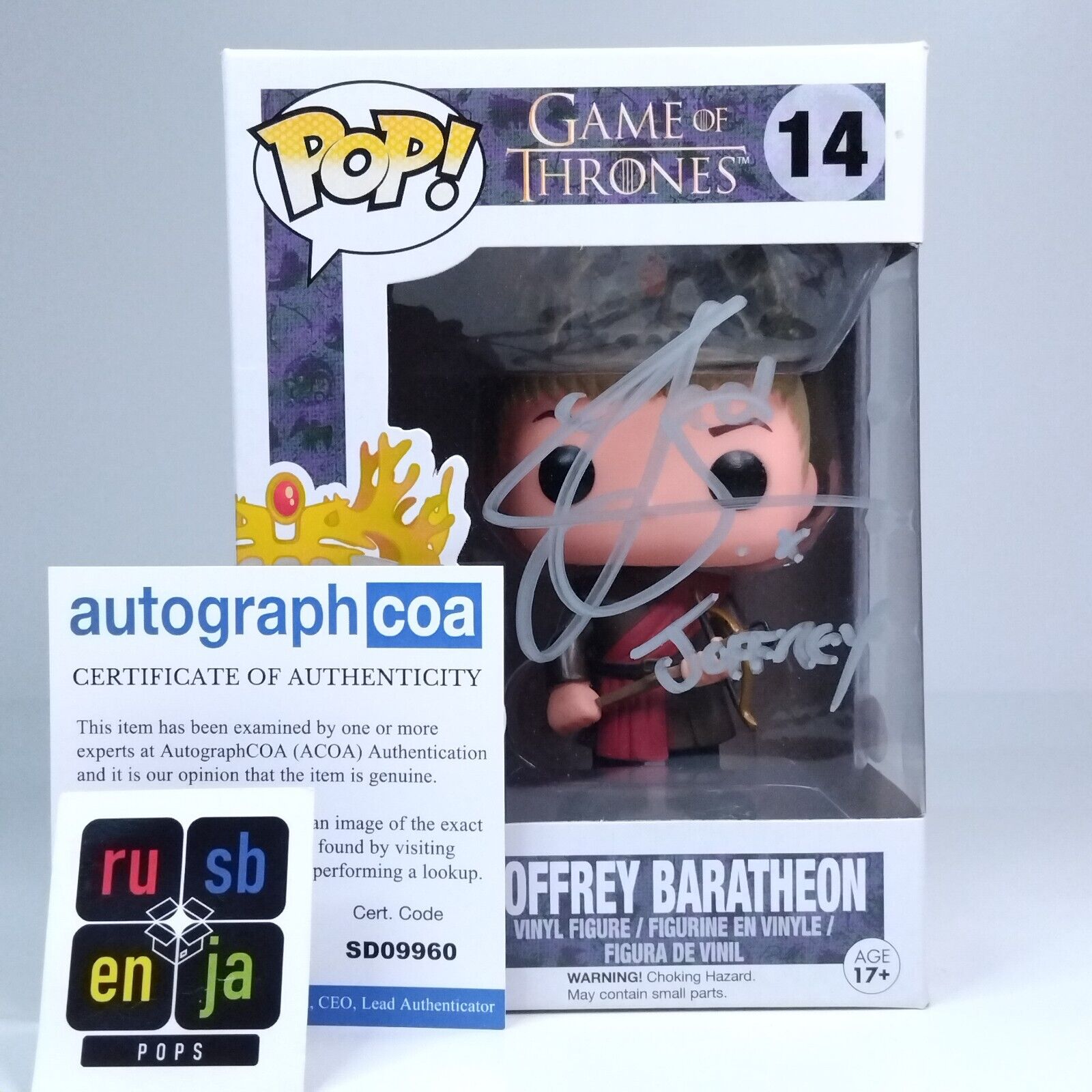 Funko Pop! TV Game of Thrones Joffrey Baratheon Signed Jack Gleeson COA #14