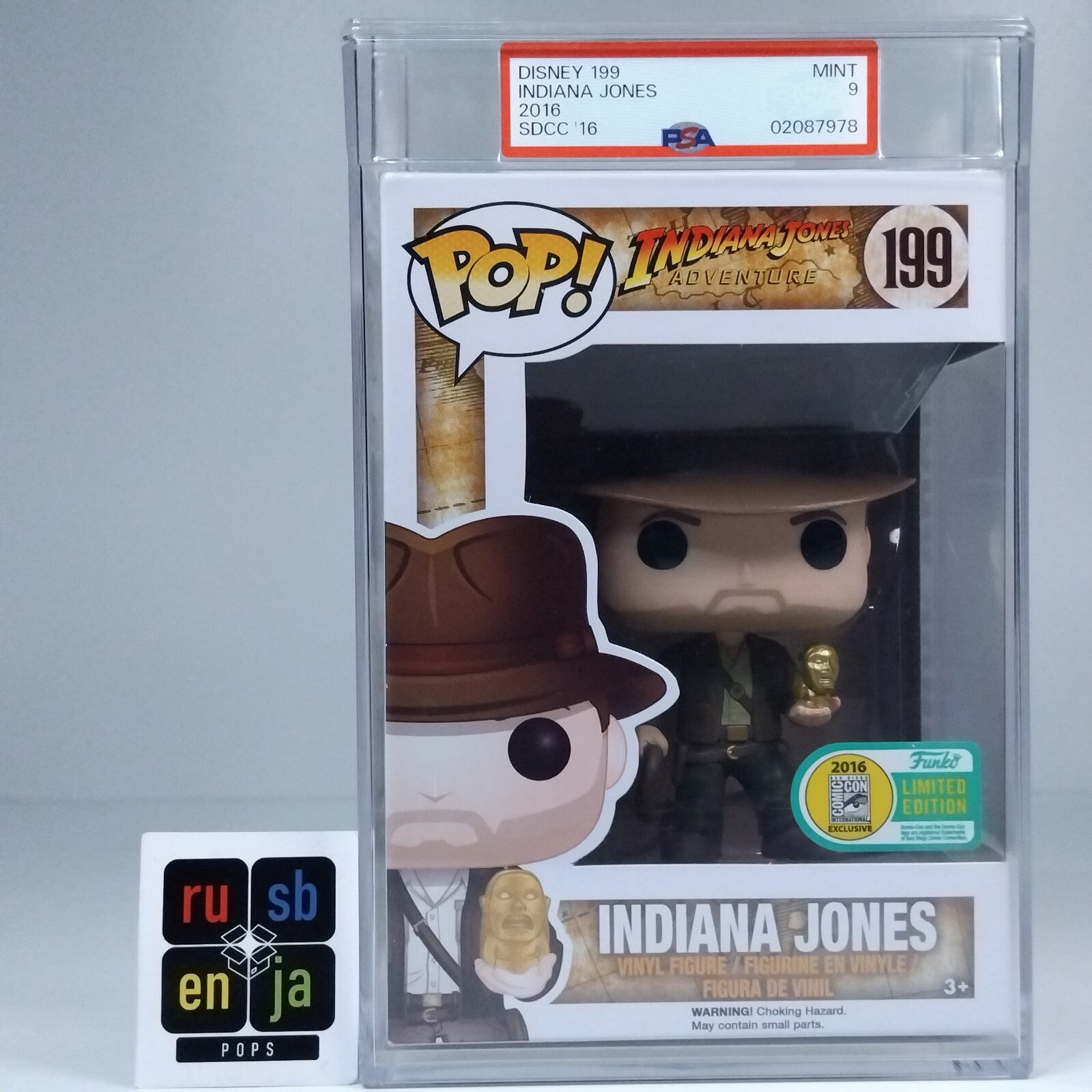 Funko Pop! Movies Indiana Jones Idol SDCC PSA Graded 9 Mint #199