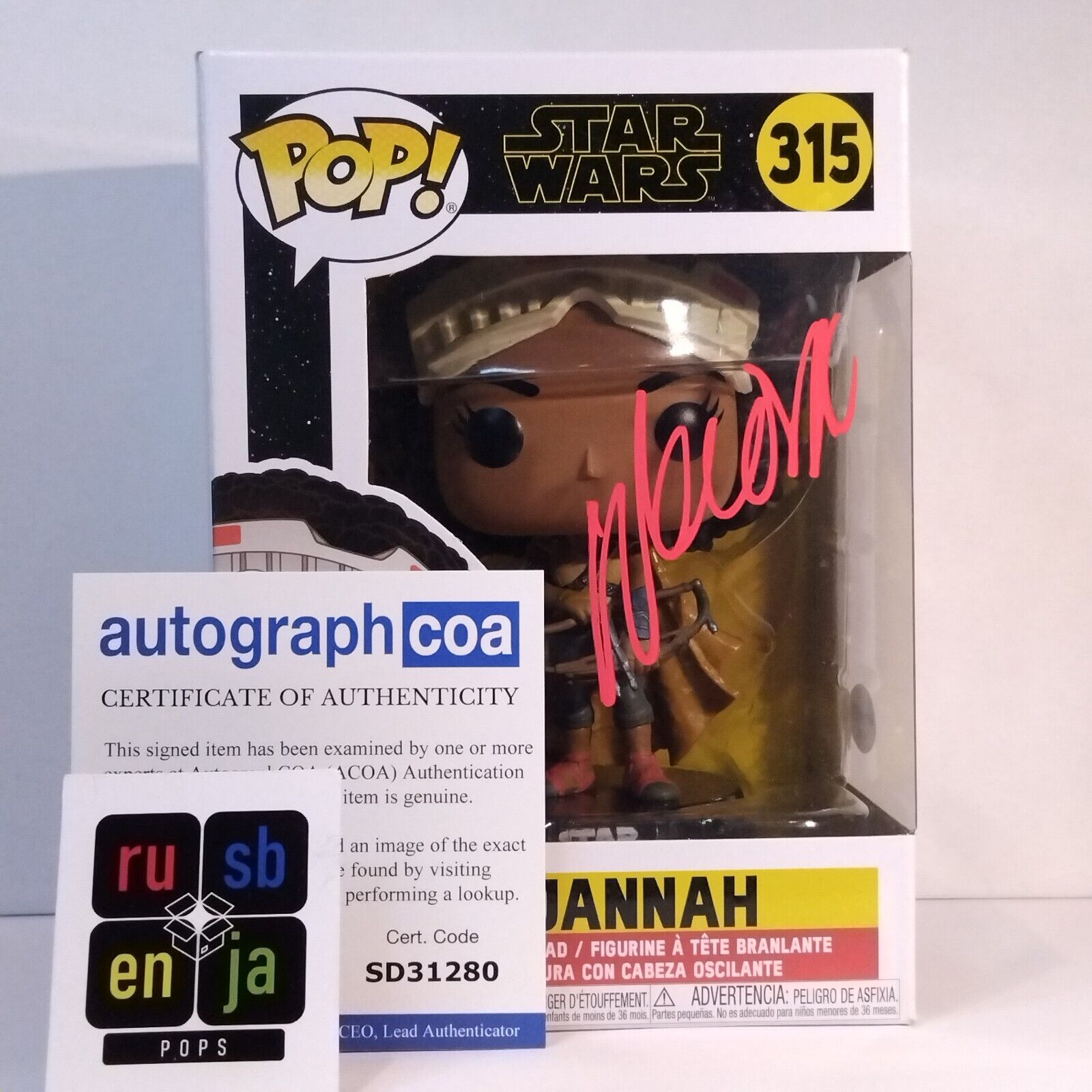 Funko Pop! Star Wars Jannah Signed Naomi Ackie COA #315 WS