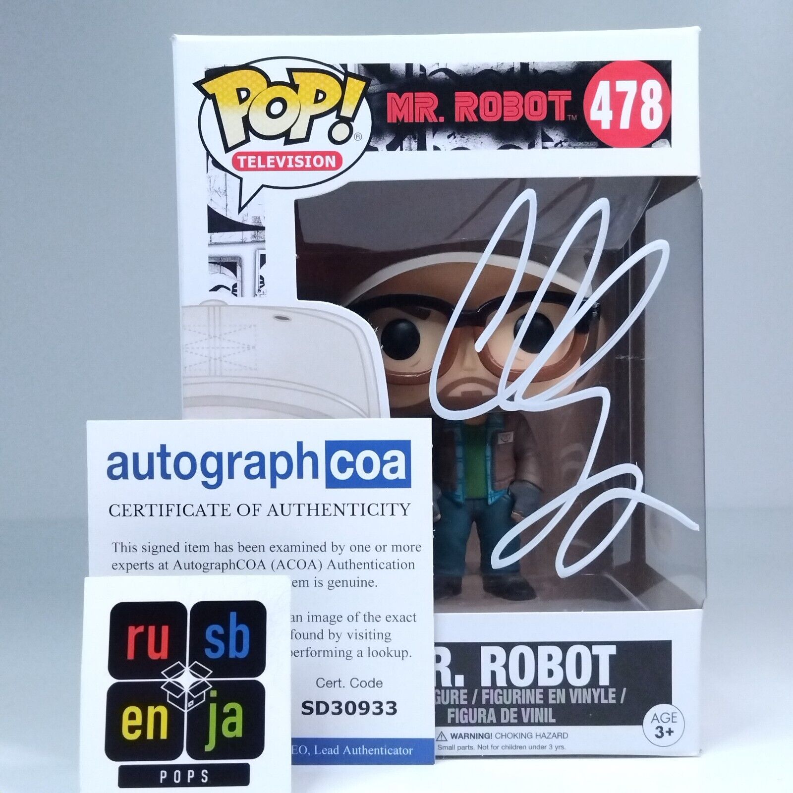 Funko Pop! TV Mr. Robot Signed Christian Slater COA #478 WS